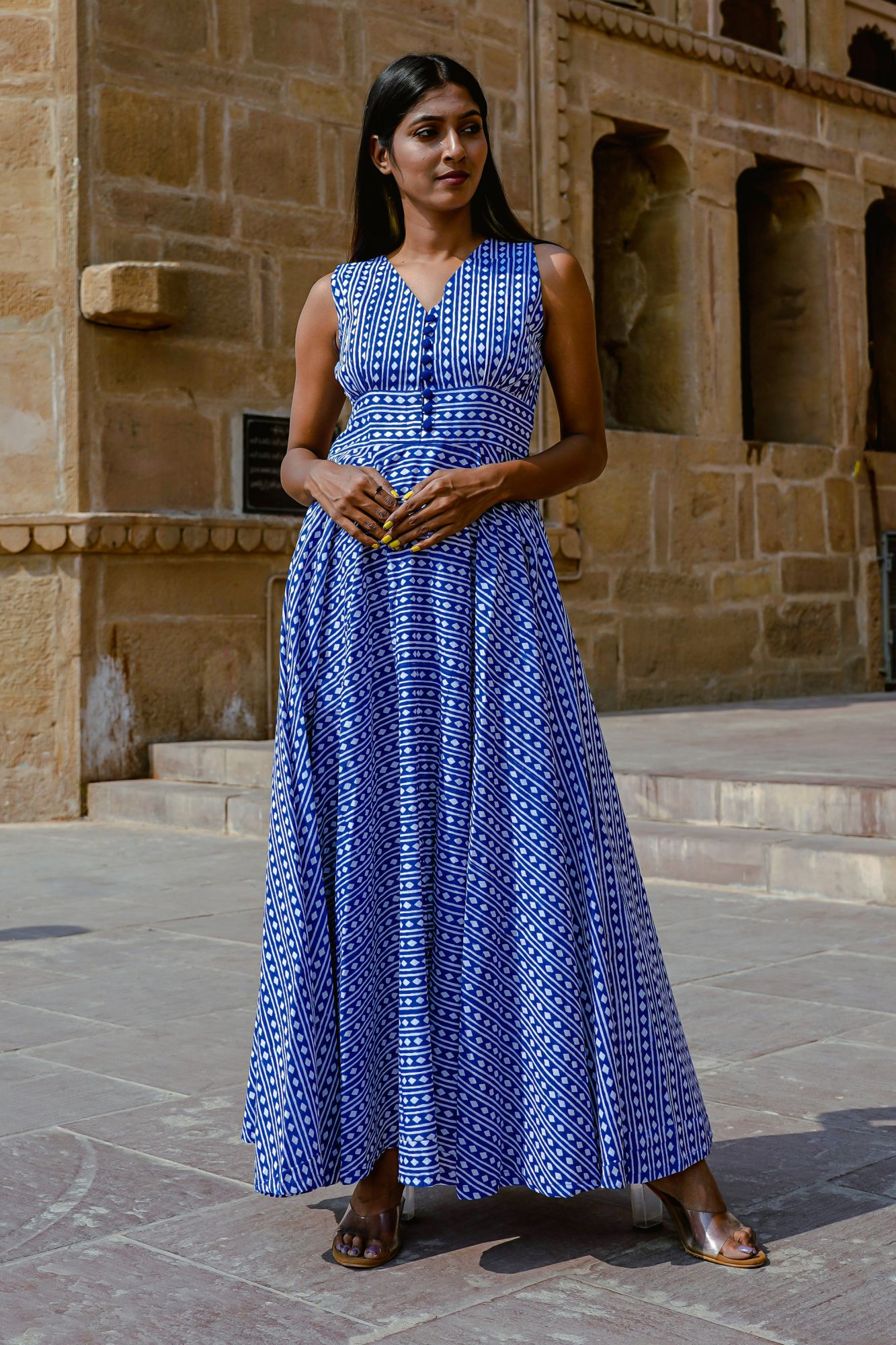 Argyle Flared Maxi Dress