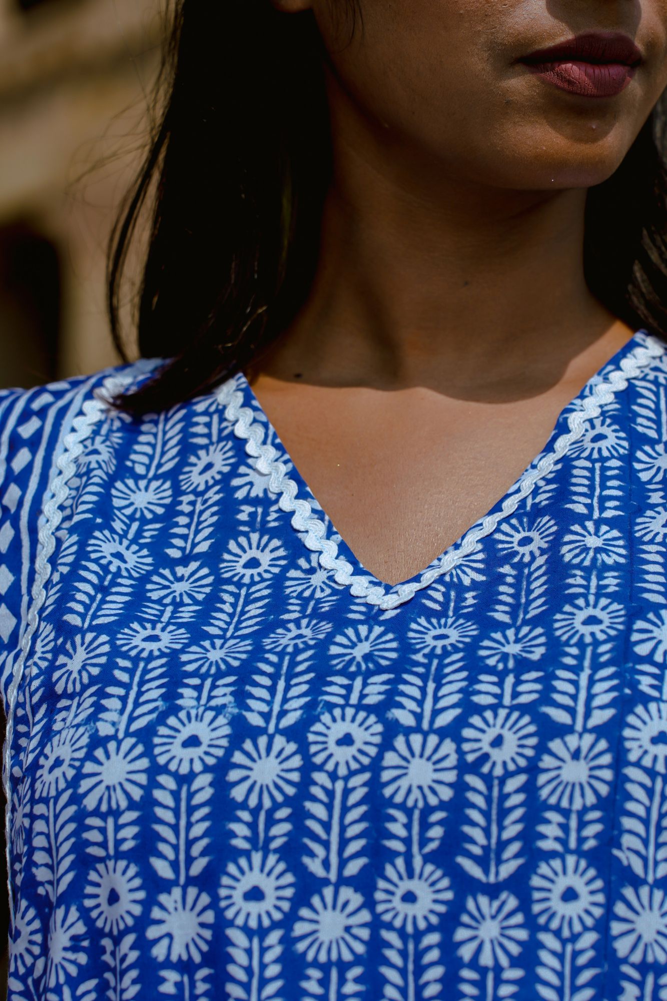 Blue Panelled Maxi Dress