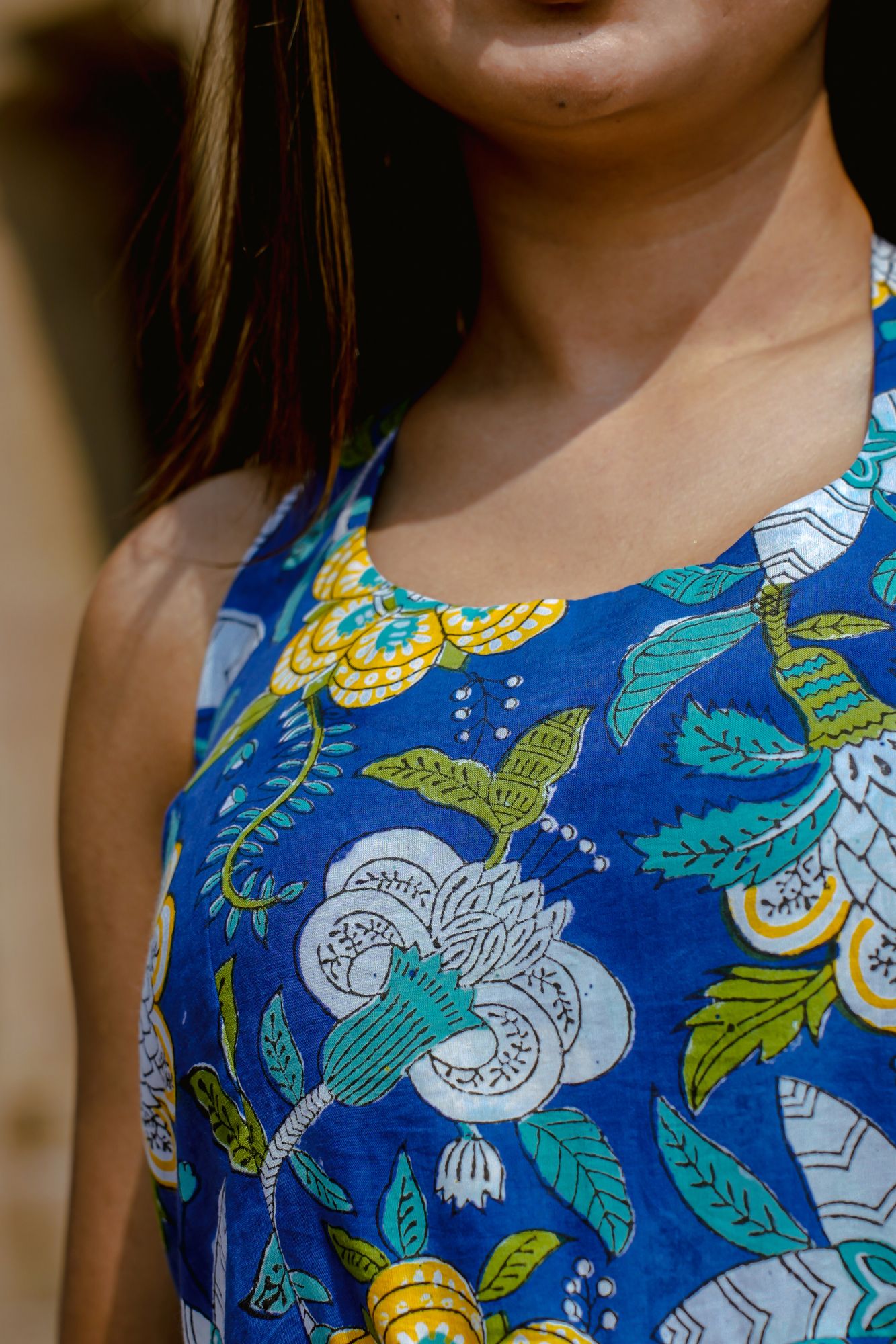 Handblock Halter Neck Dress