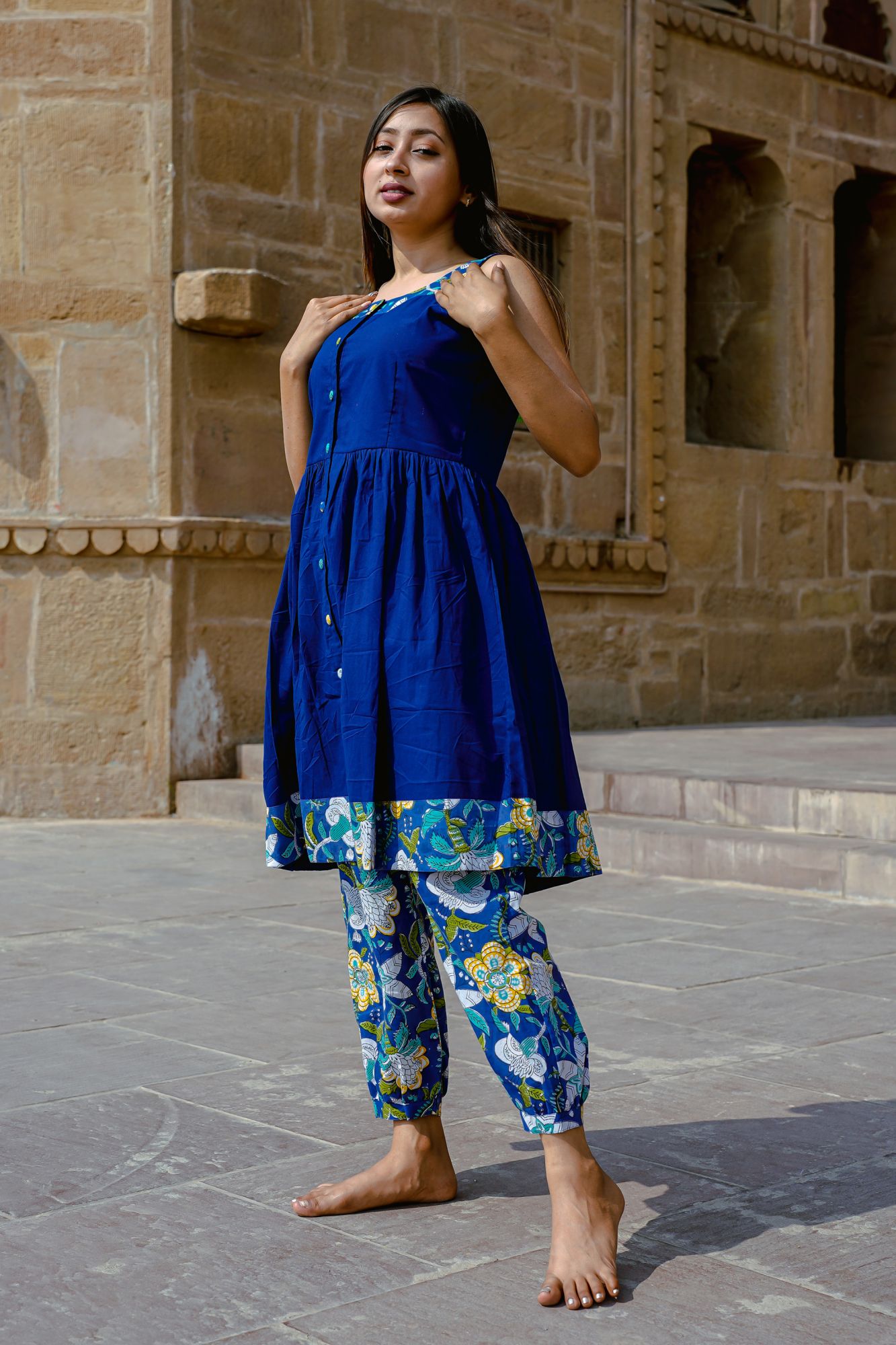 Blue Tropical Suit Set