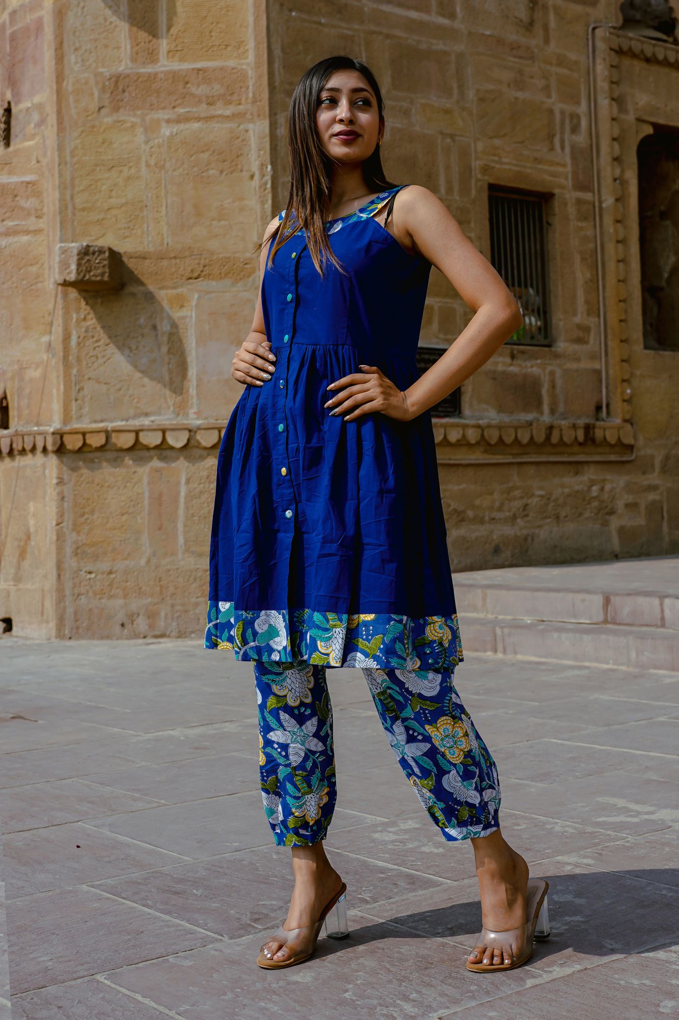 Blue Tropical Suit Set