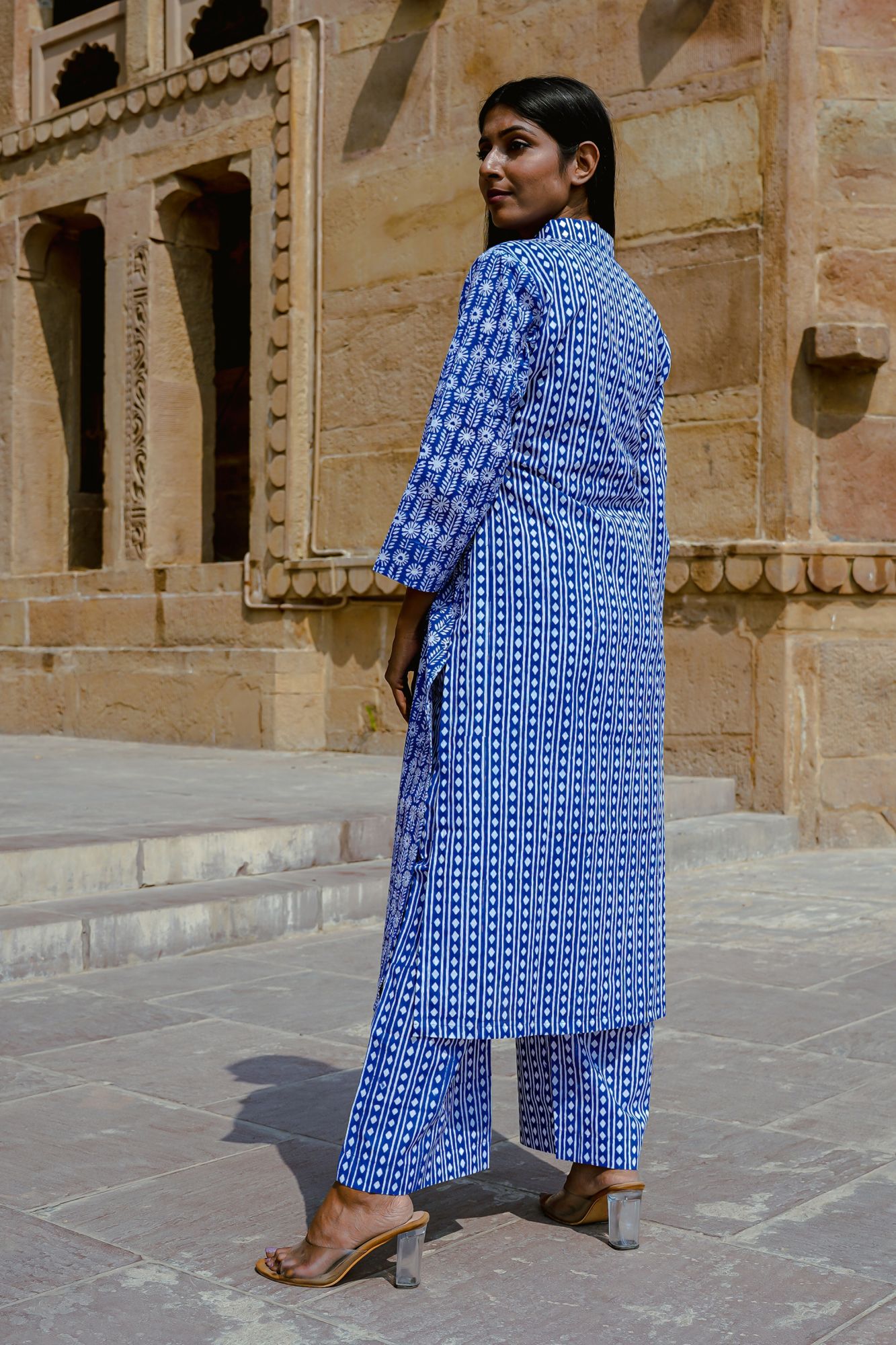 Royal Blue Hand-Block Shirt Kurta