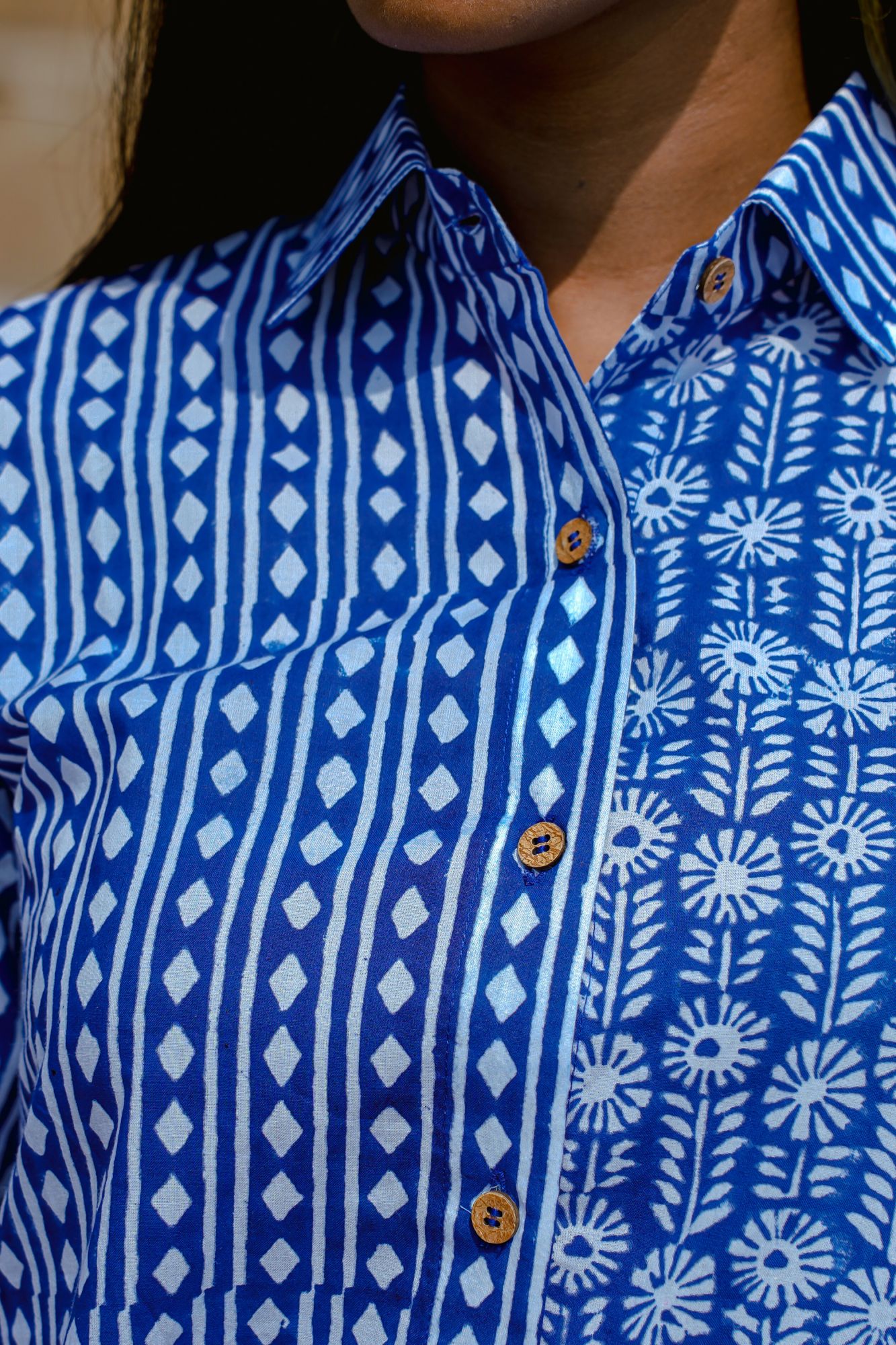 Royal Blue Hand-Block Shirt Kurta