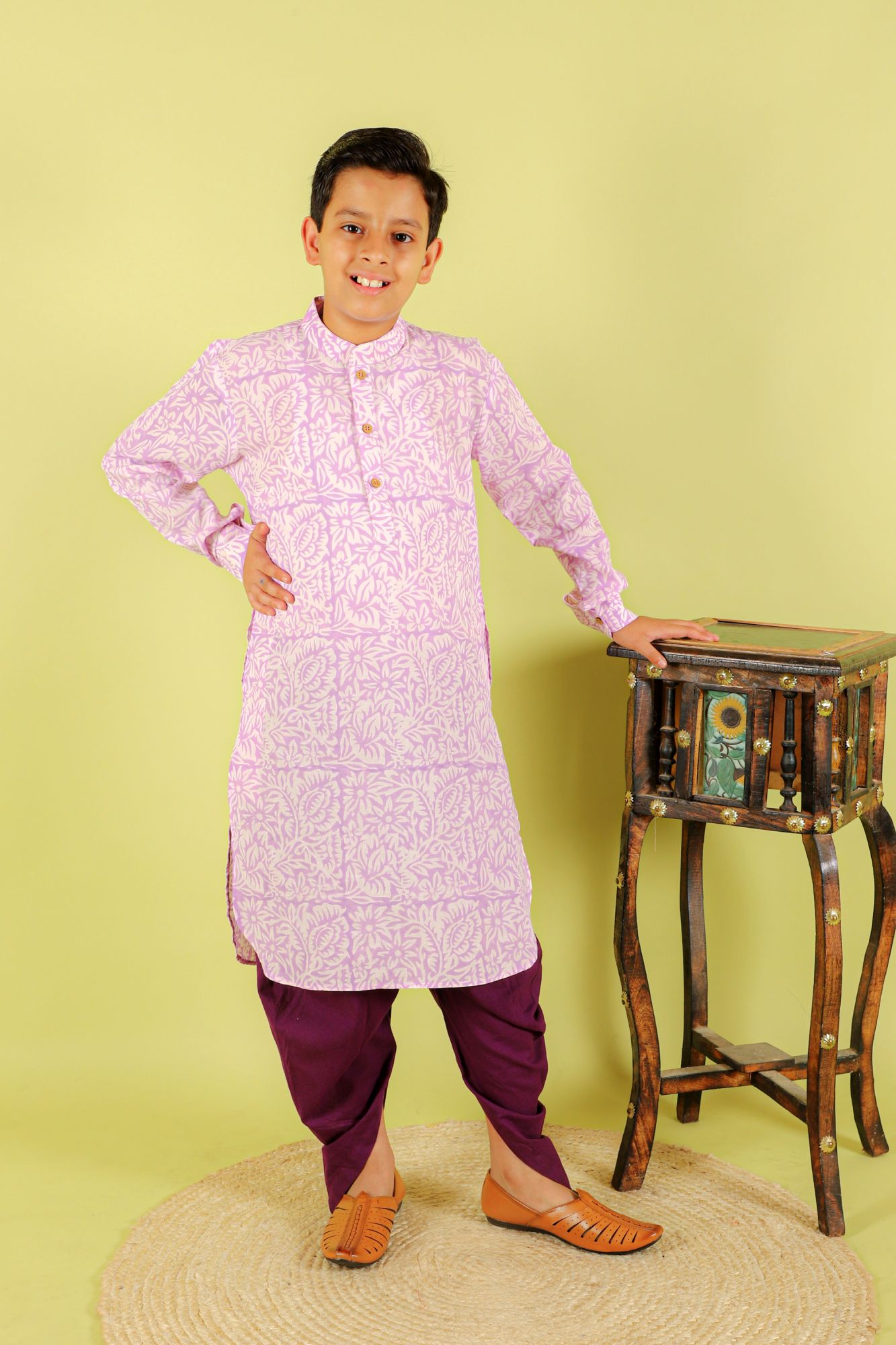 Ron Lavender Dhoti Set