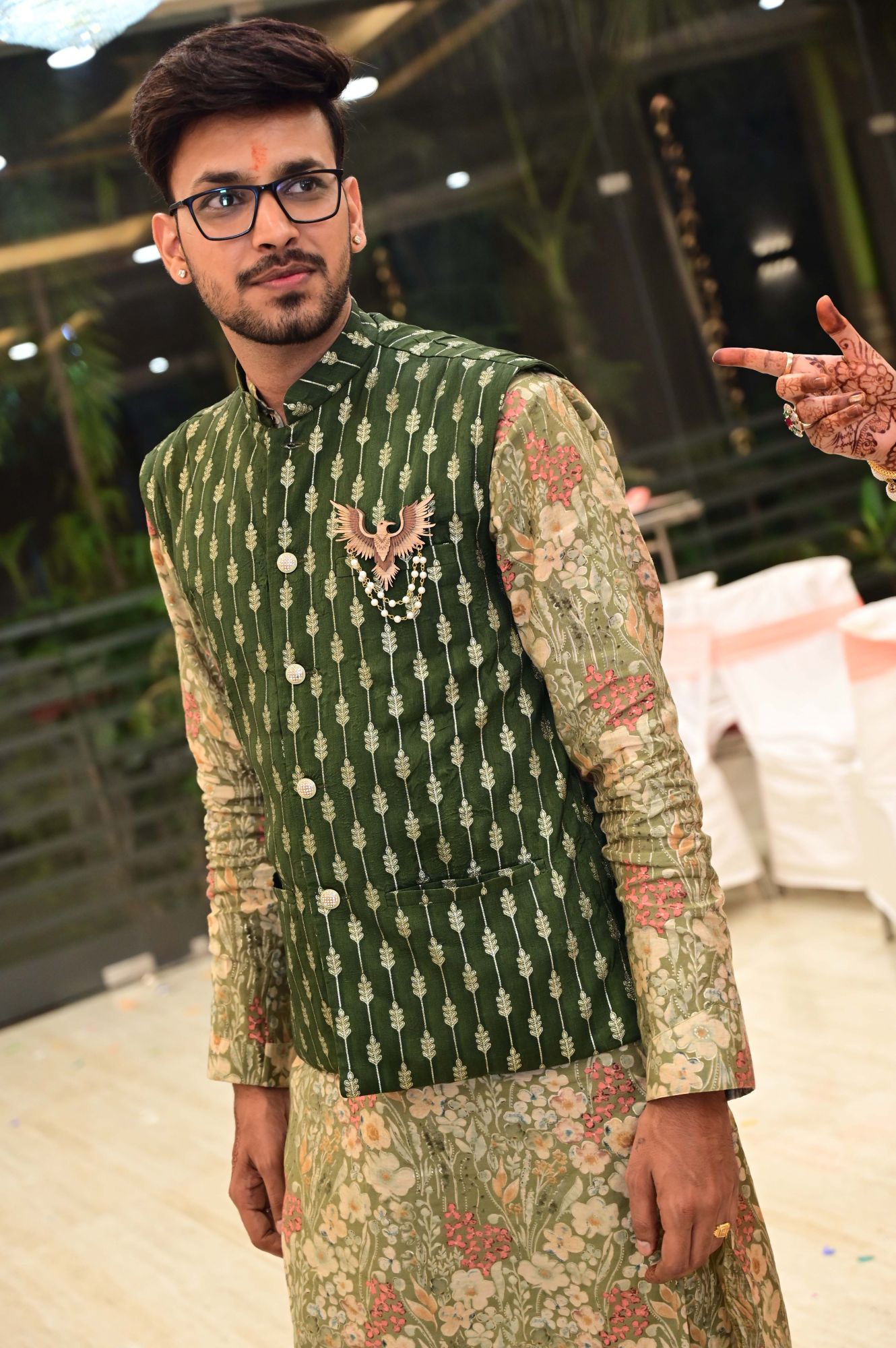 Royal Blossom Mens Ethnic Kurta Set with Nehru Jacket