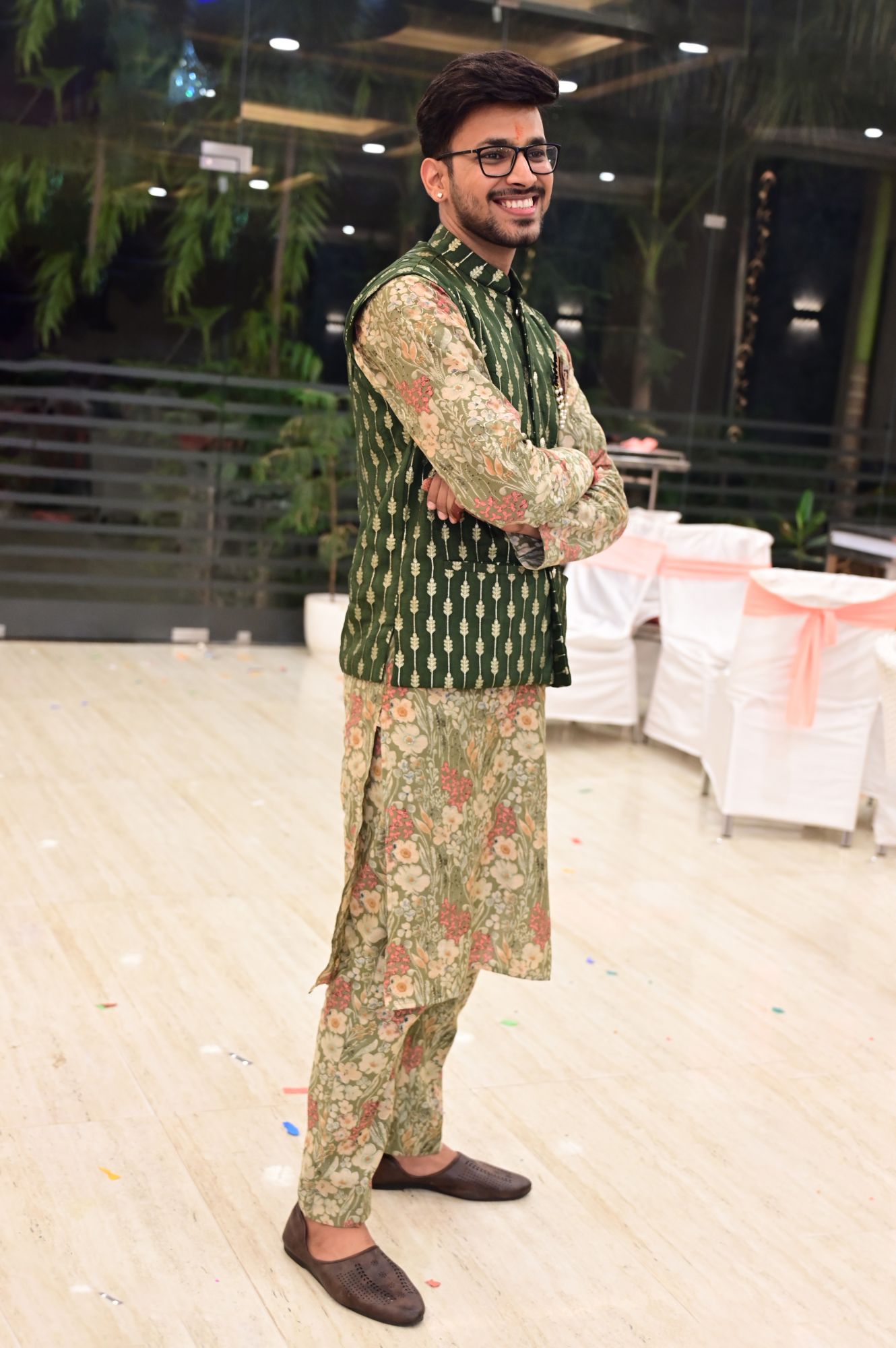 Royal Blossom Mens Ethnic Kurta Set with Nehru Jacket