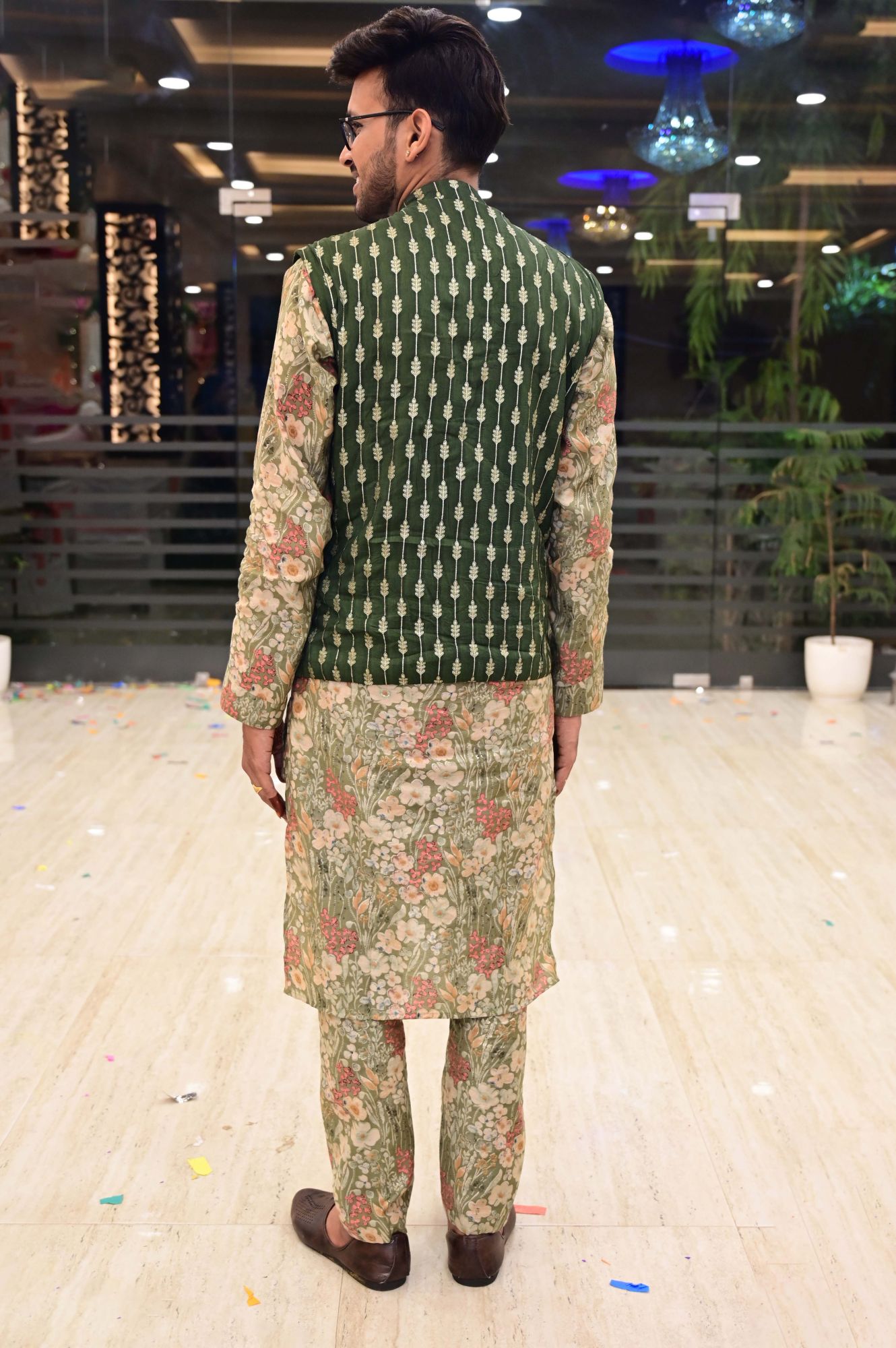 Royal Blossom Mens Ethnic Kurta Set with Nehru Jacket