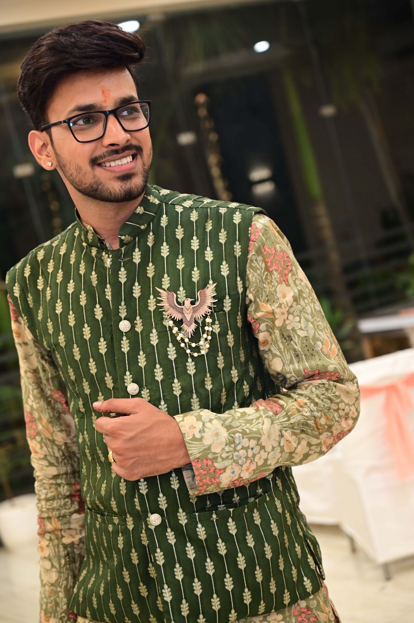 Royal Blossom Mens Ethnic Kurta Set with Nehru Jacket