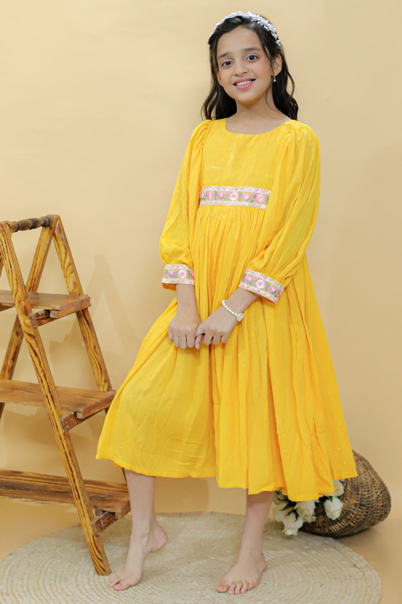 Sunny Yellow Twirl Long Dress