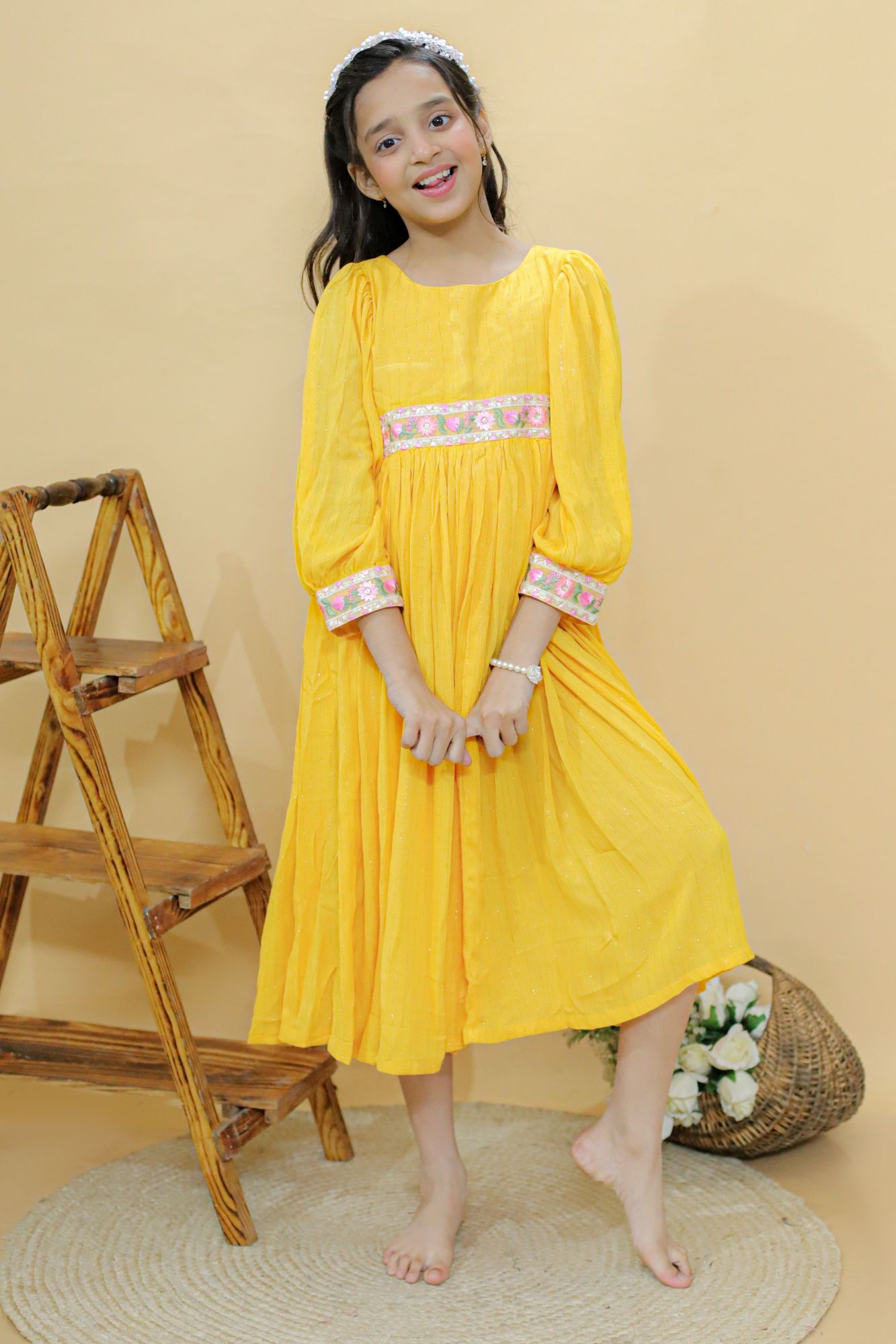 Sunny Yellow Twirl Long Dress