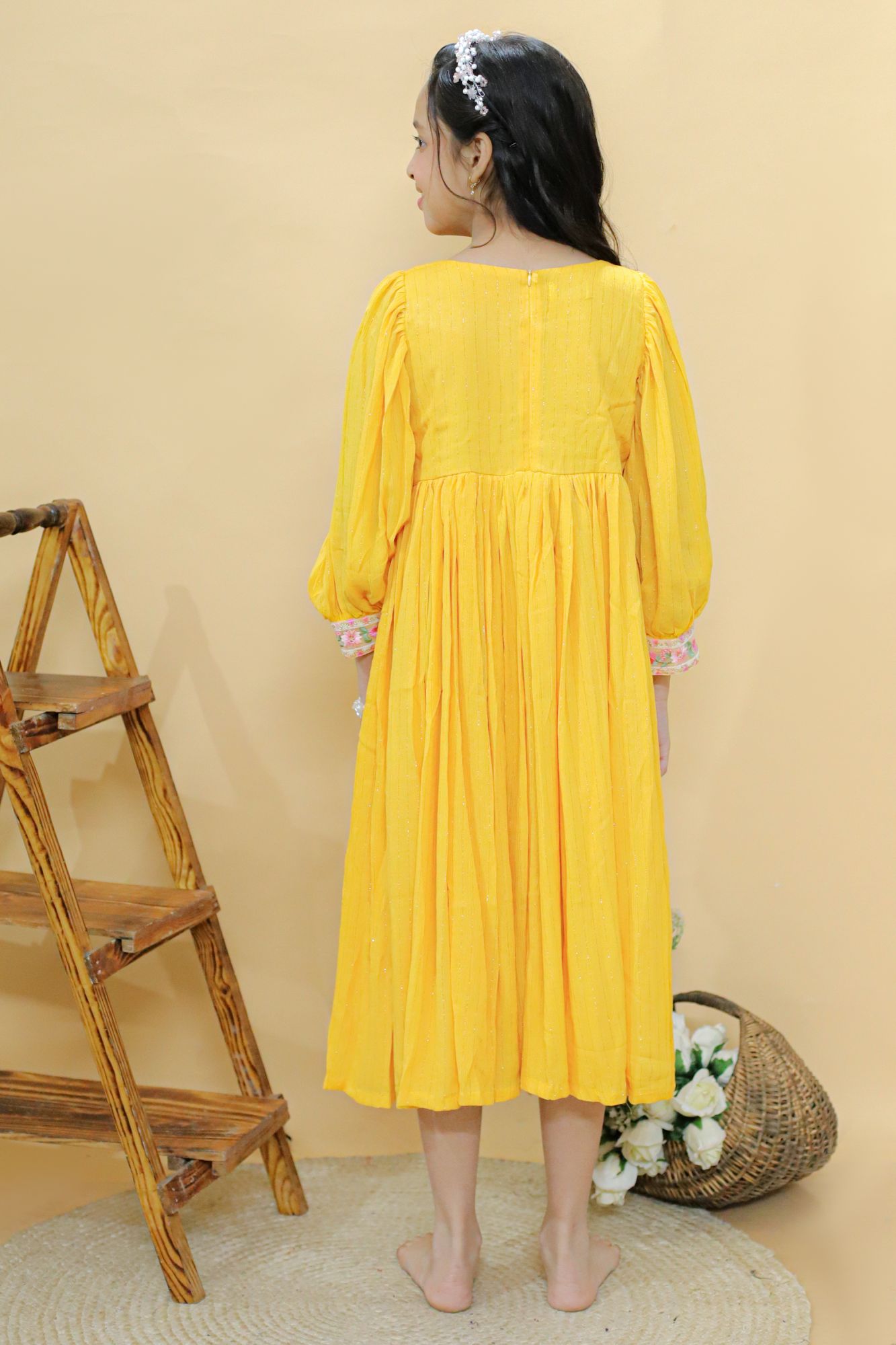 Sunny Yellow Twirl Long Dress