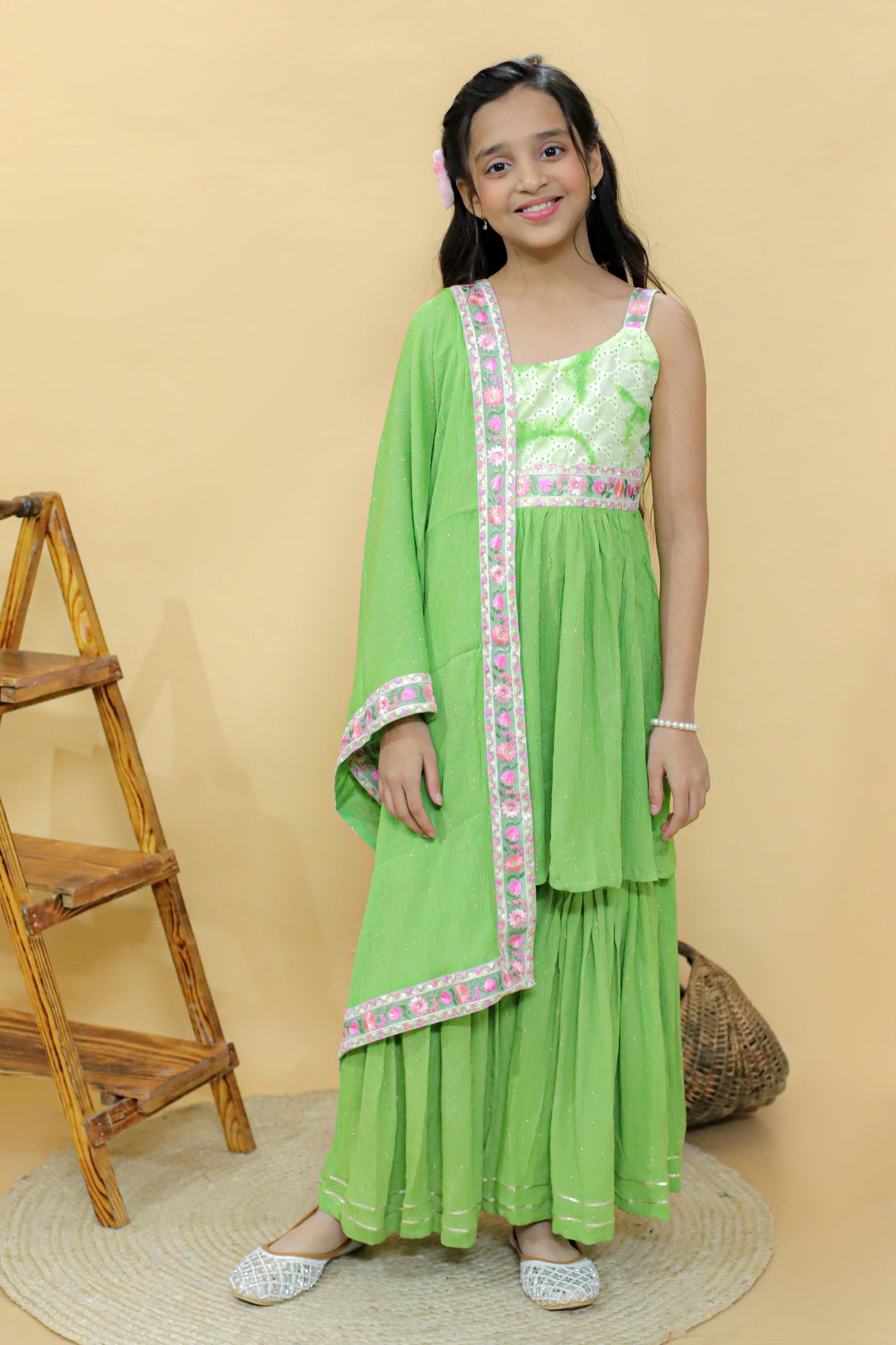 Sparkling Green Sharara Set