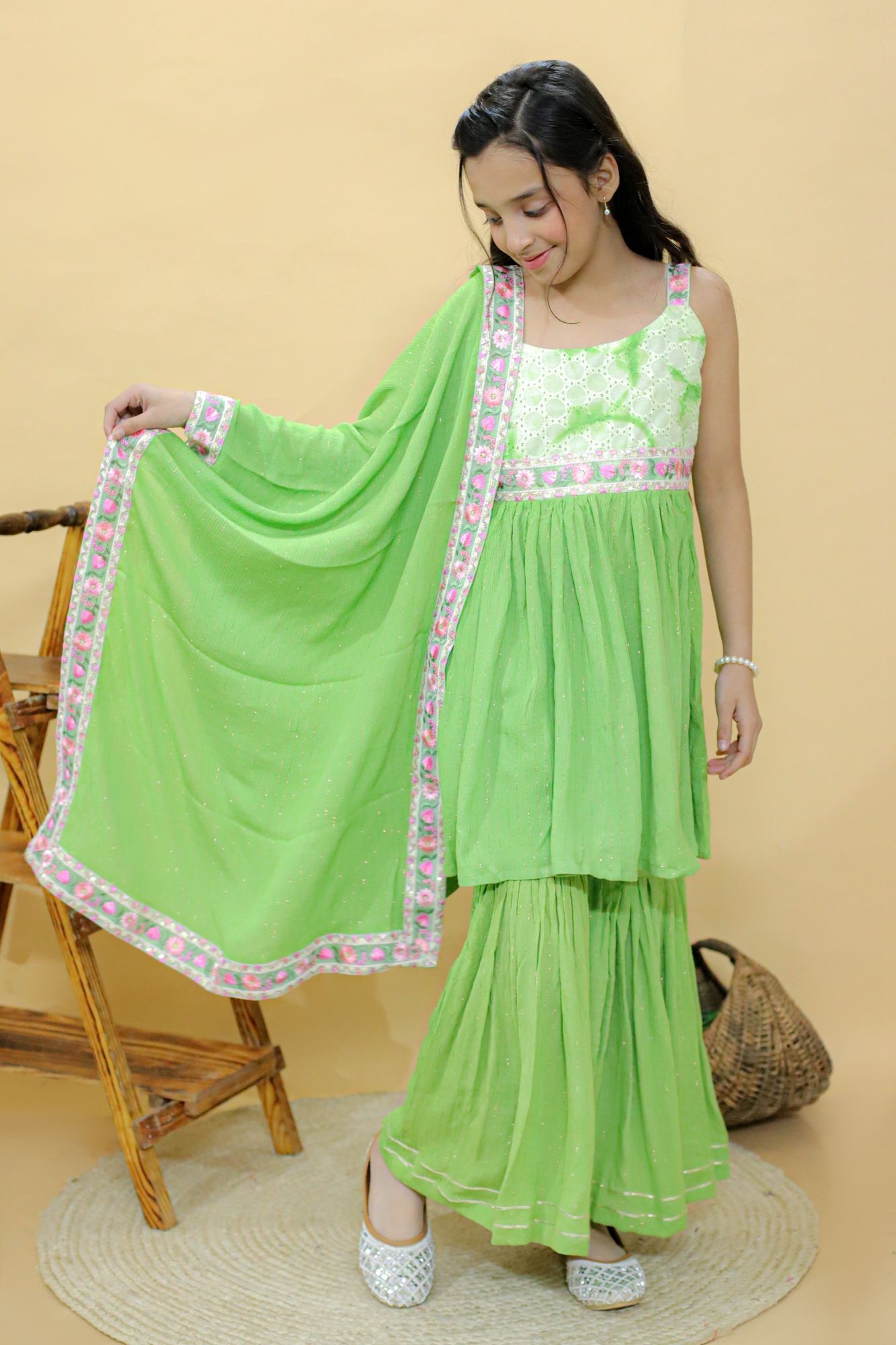 Sparkling Green Sharara Set