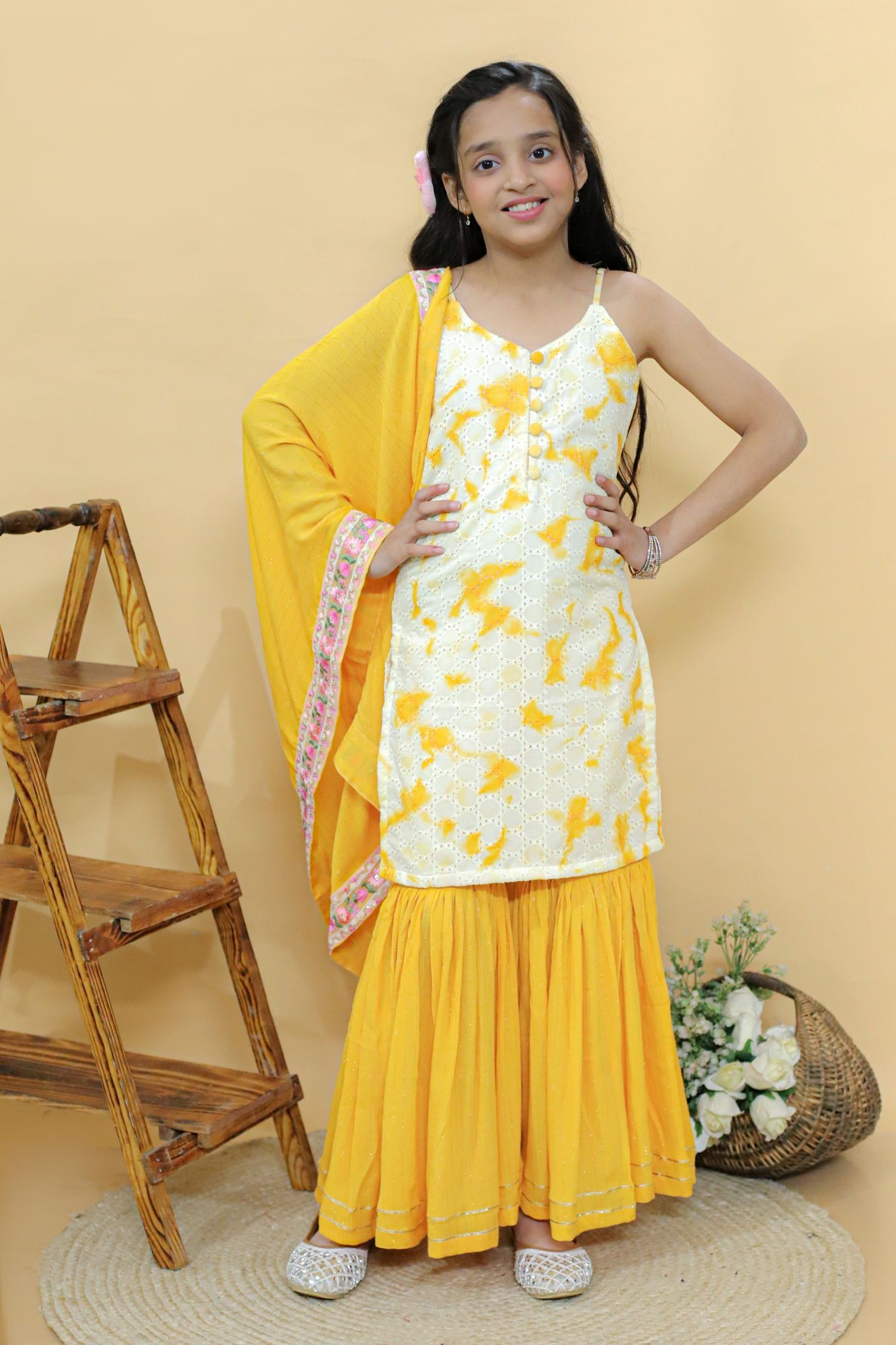 Golden Glimmer Sharara Set