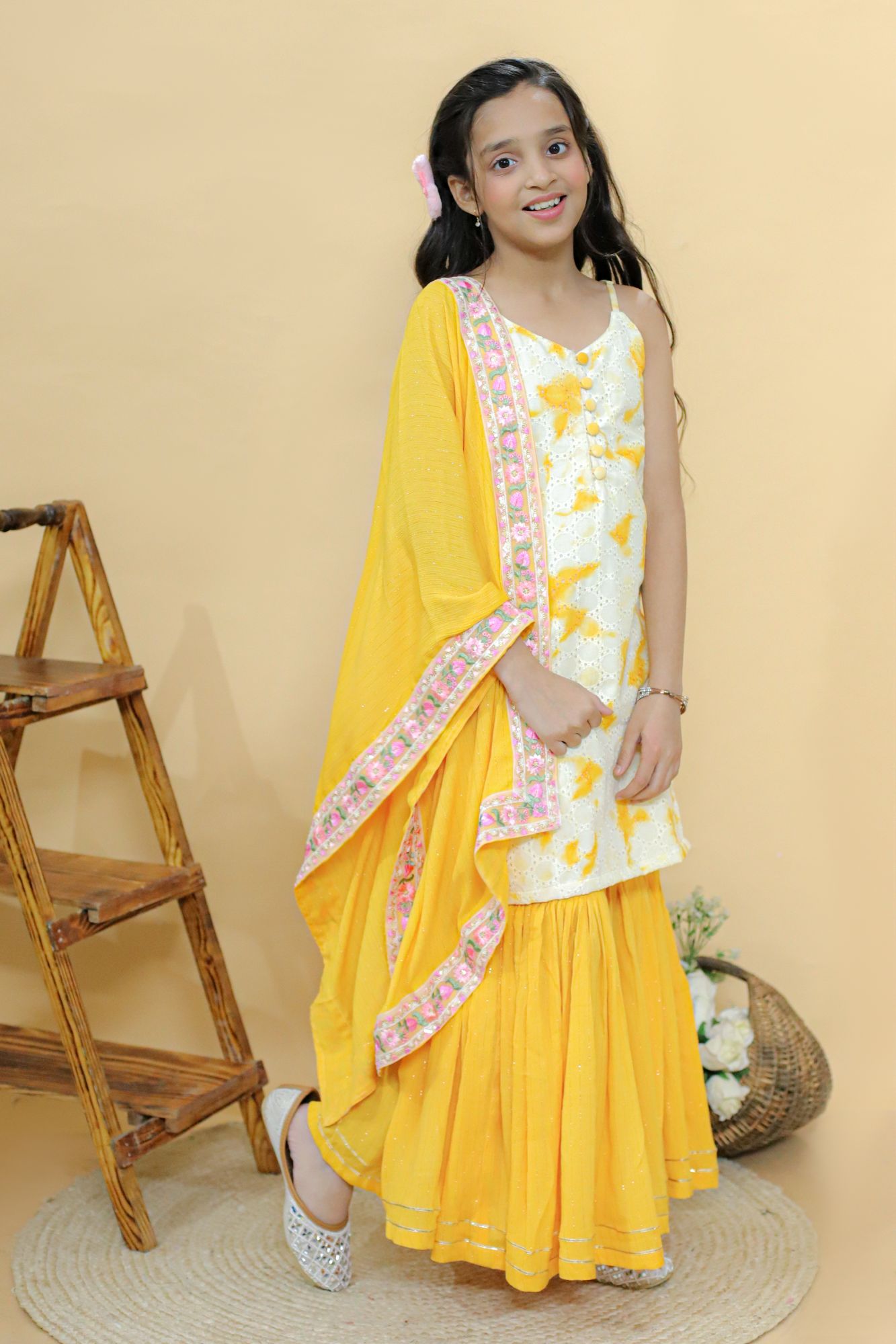 Golden Glimmer Sharara Set