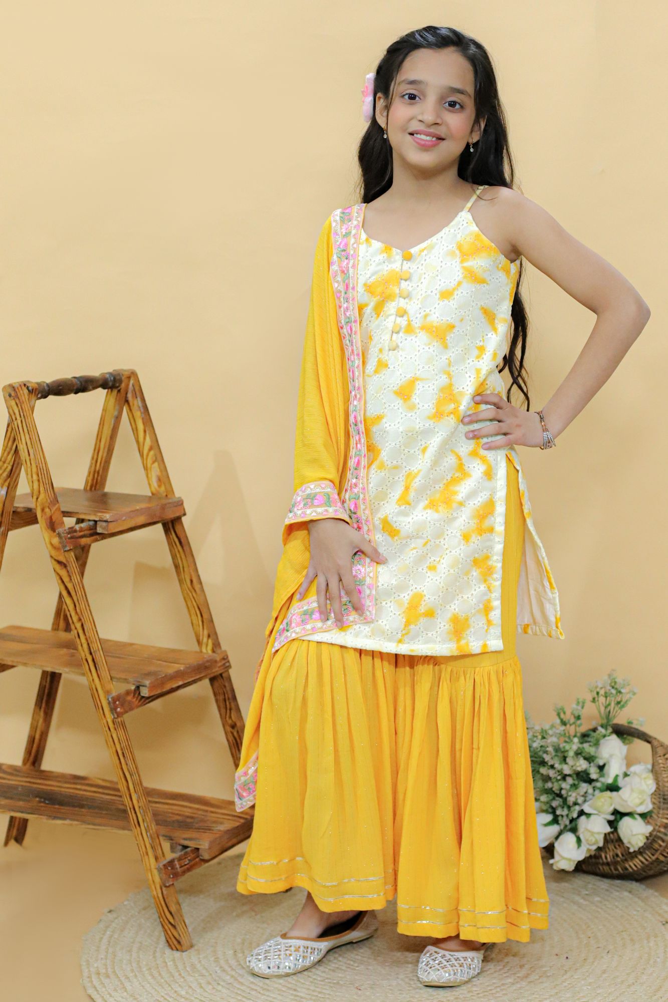 Golden Glimmer Sharara Set