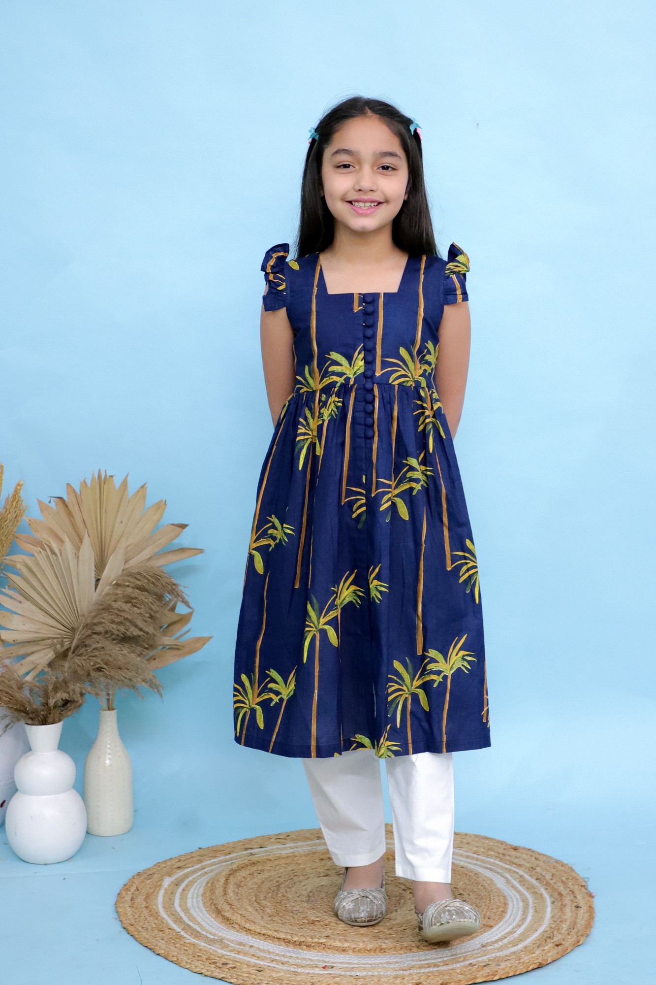 Palm Printed Cape Set