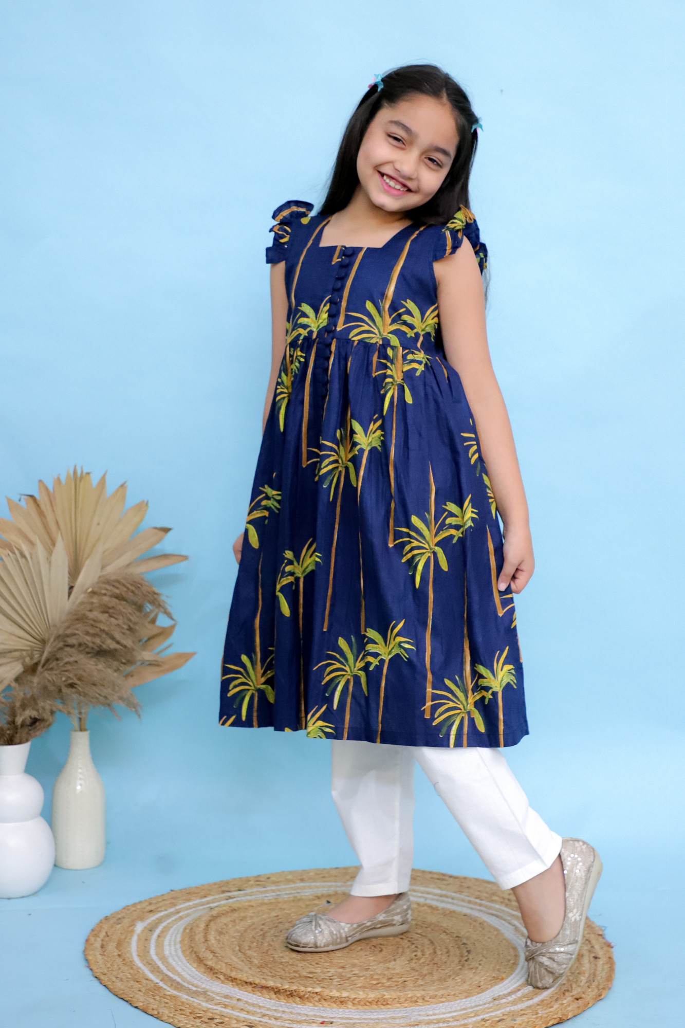 Palm Printed Cape Set