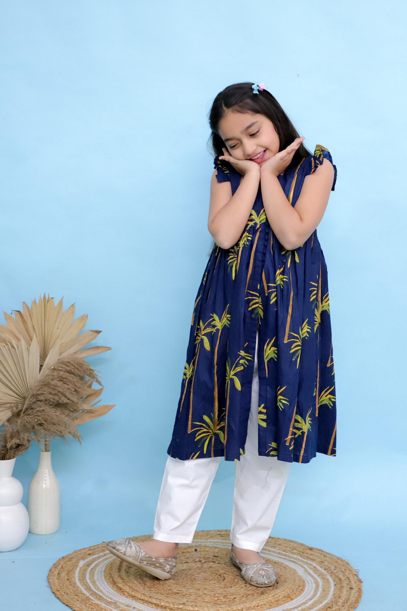 Palm Printed Cape Set