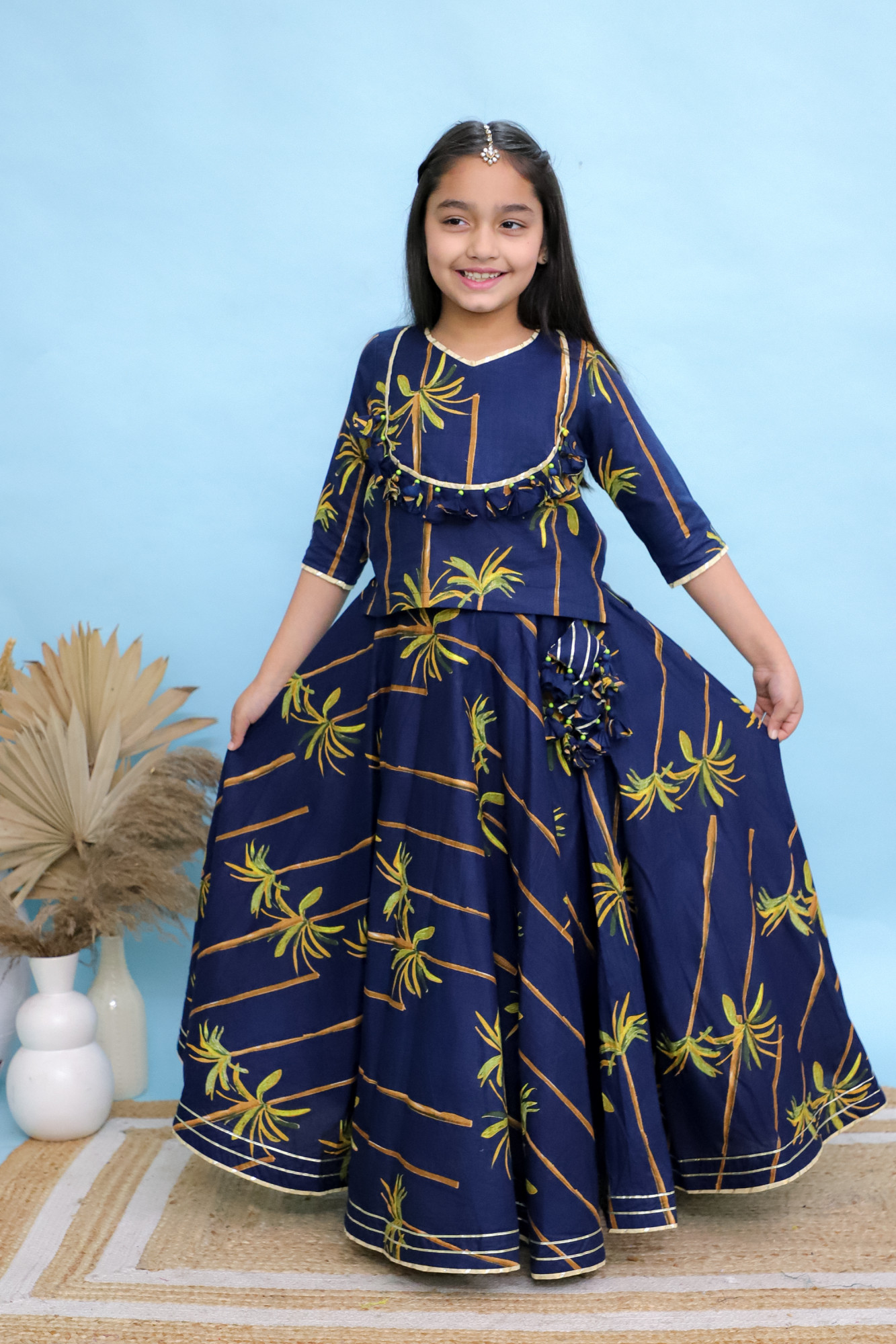 Midnight Palm Lehenga Set