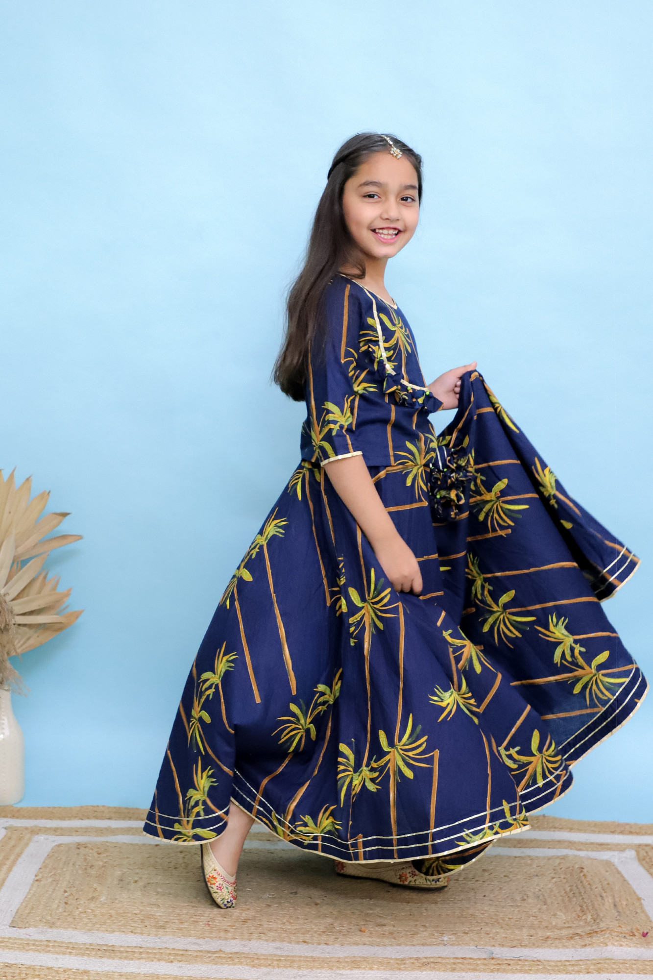 Midnight Palm Lehenga Set