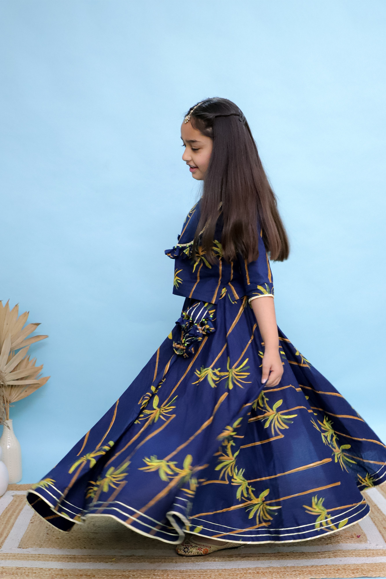 Midnight Palm Lehenga Set