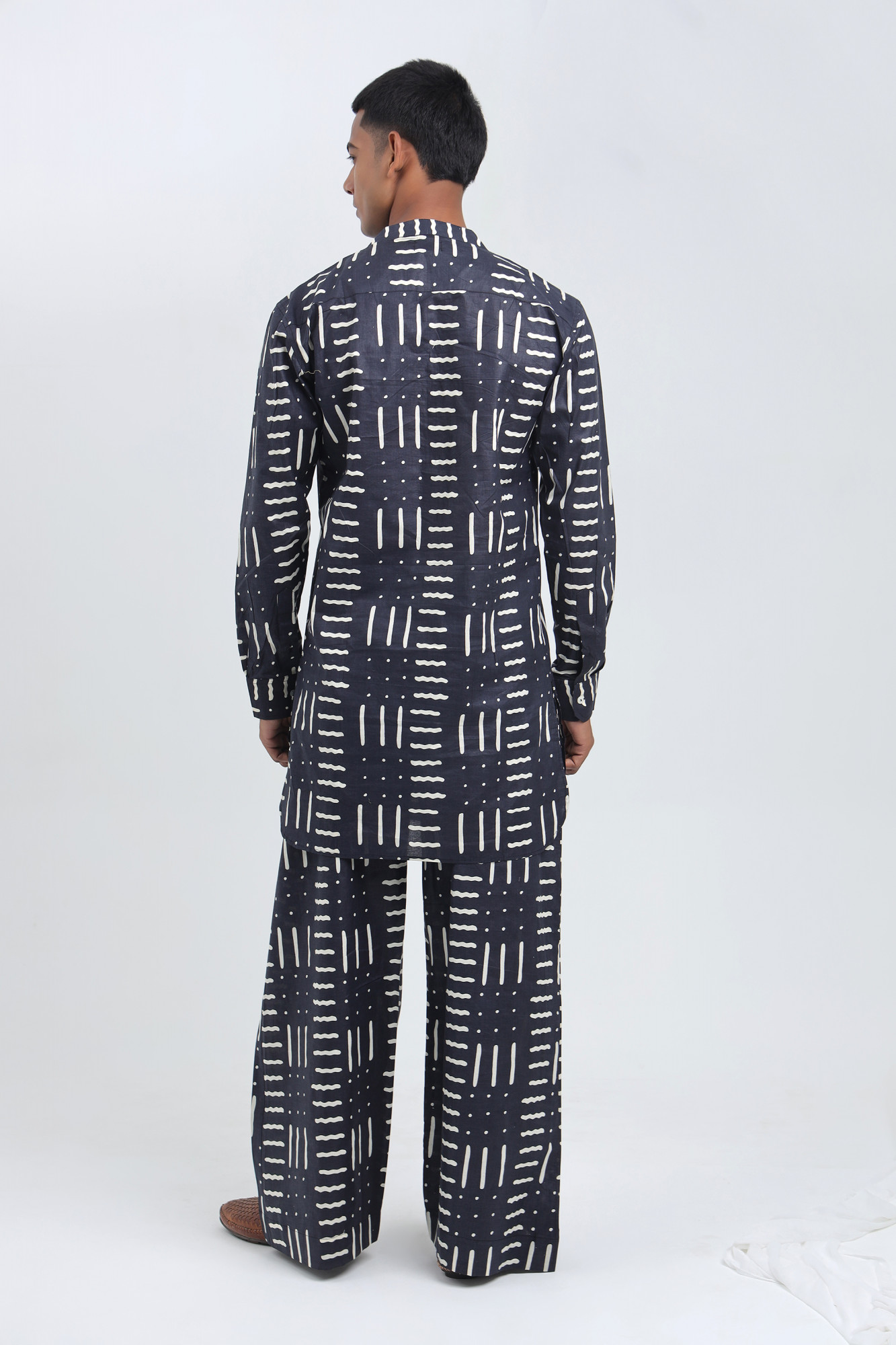 Megh Navy Abstract Printed Kurta Co-ord Set for Men  Cotton Relaxed Fit