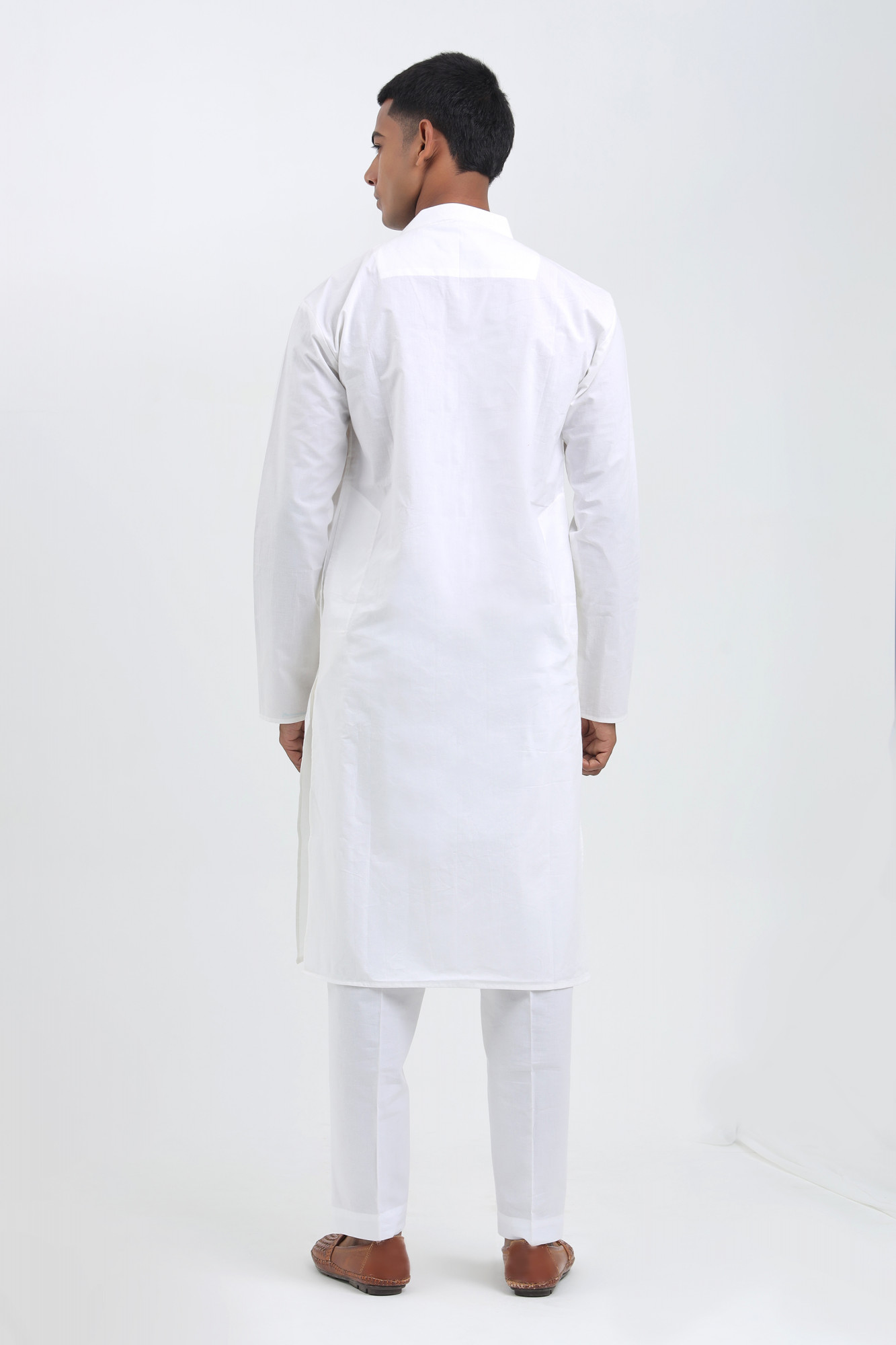 Shwet White Handblock Nehru Jacket Set for Men  Cotton 3-Piece Festive Wear