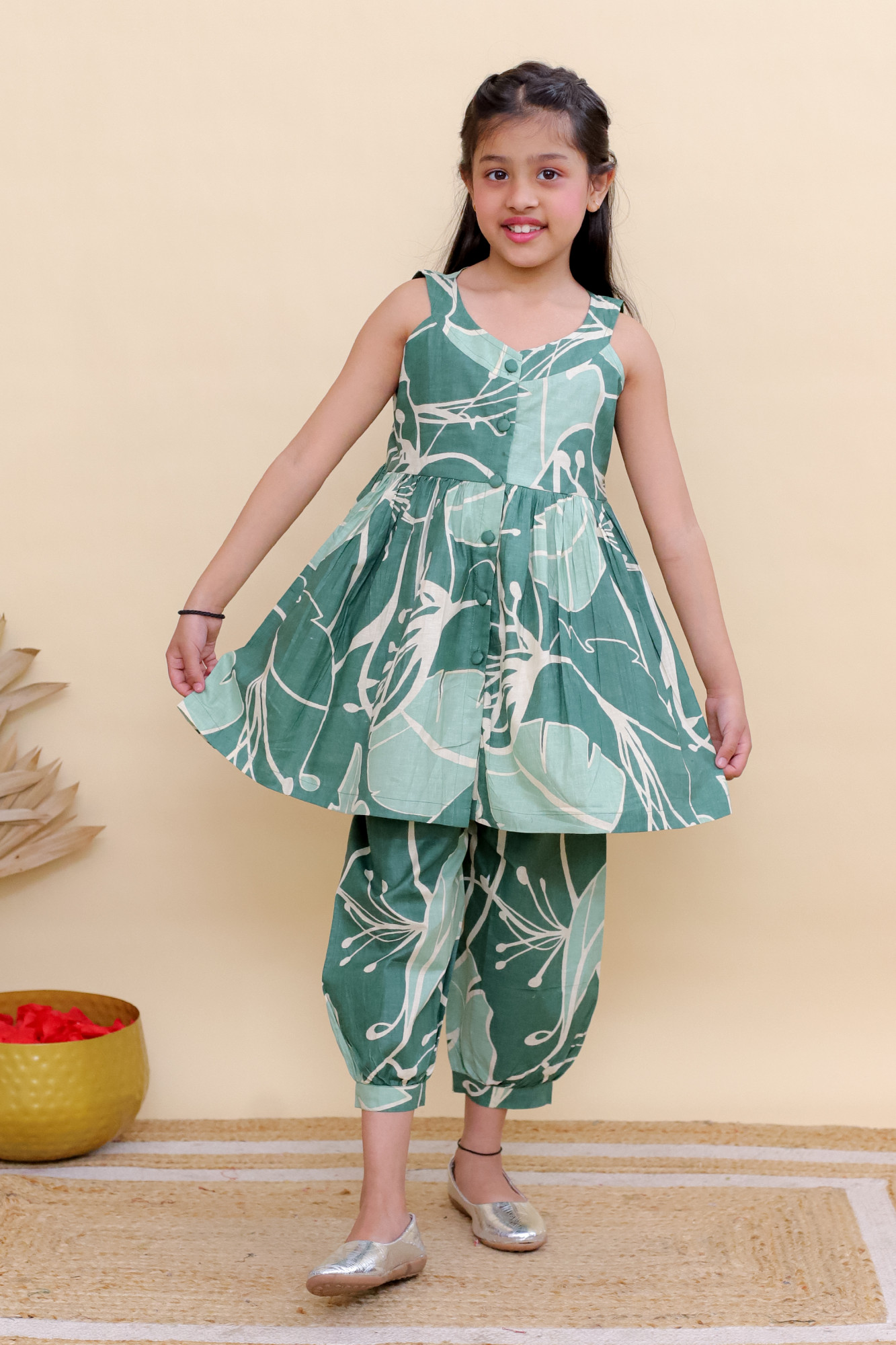 Palm Leaf Peplum Set