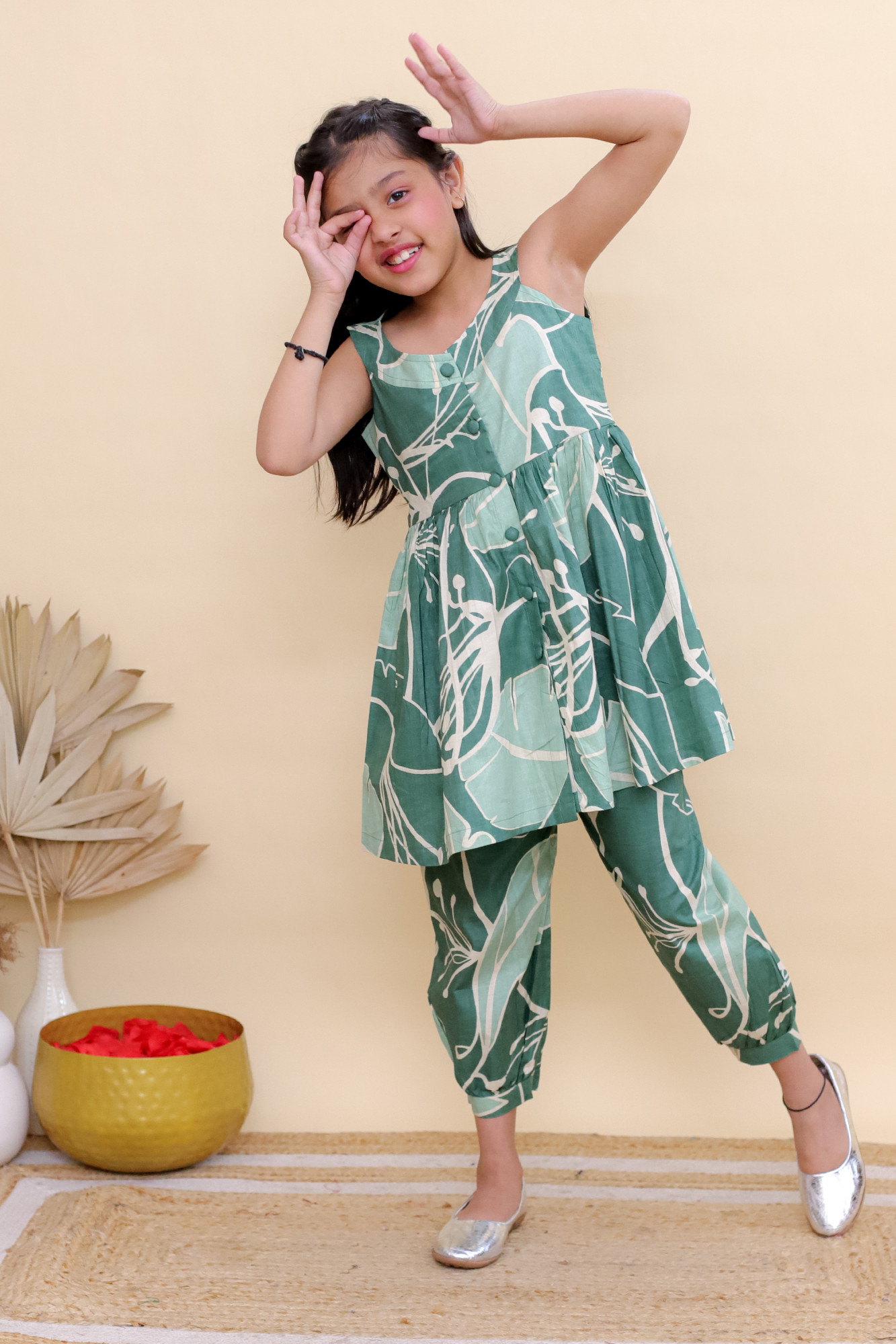 Palm Leaf Peplum Set