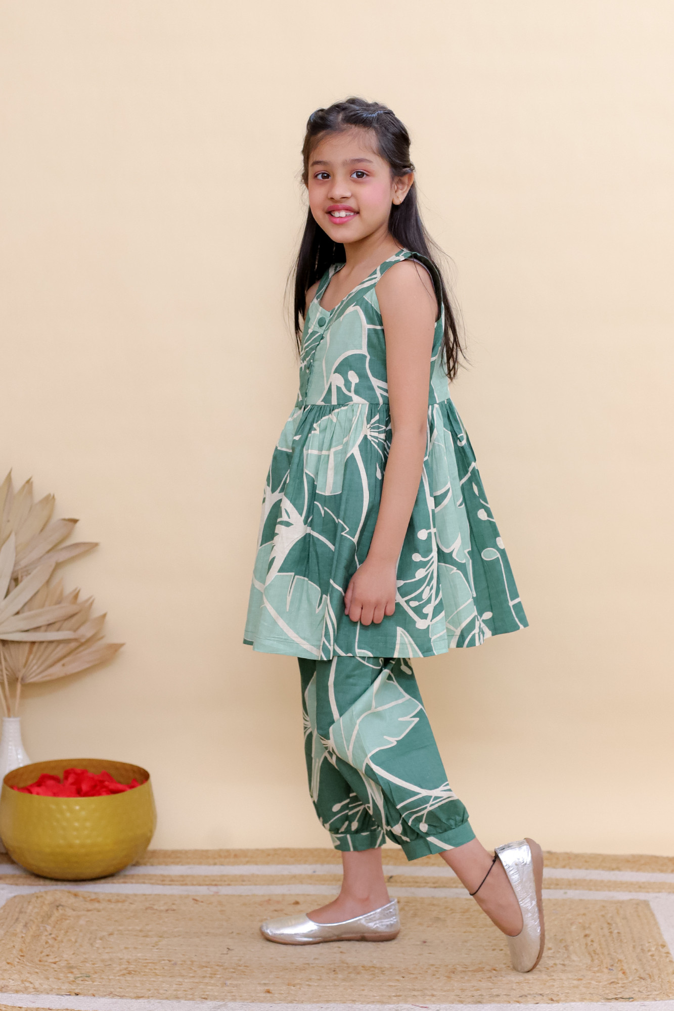 Palm Leaf Peplum Set