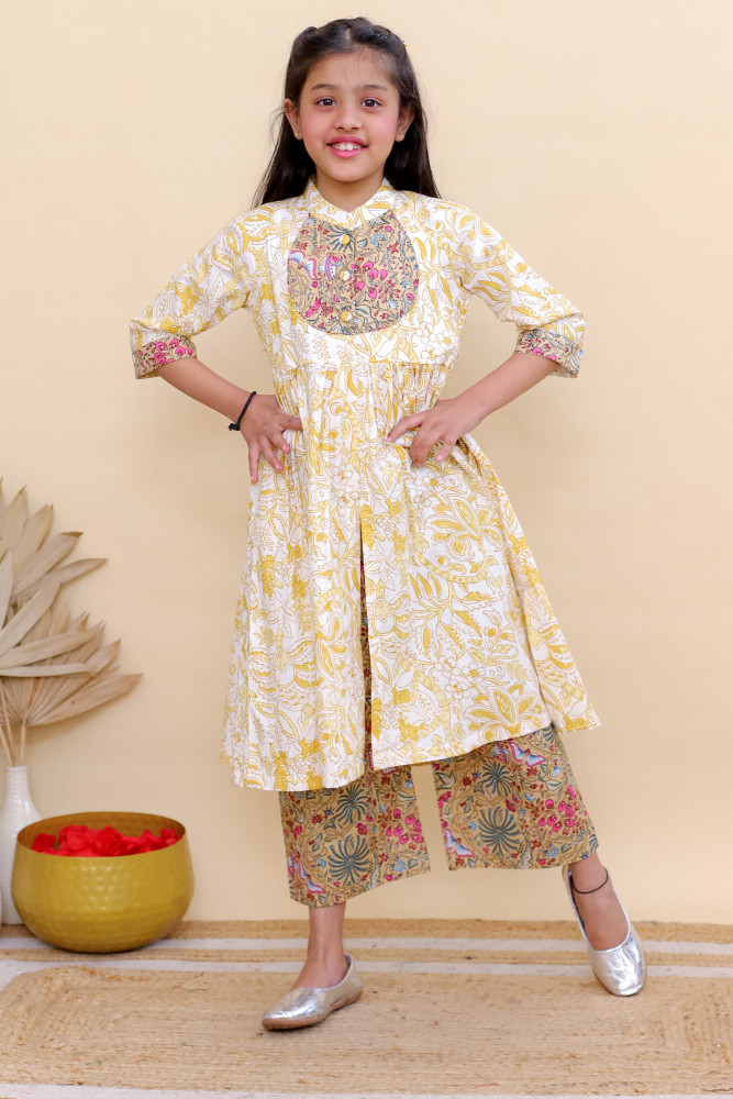 Image of Marigold Frill Kurta Set