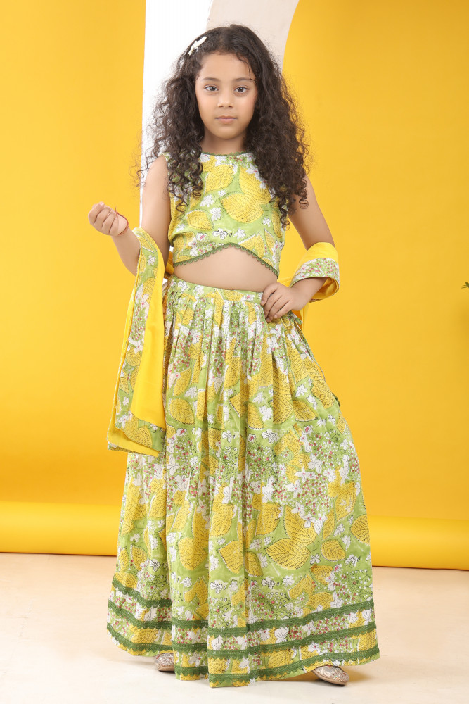 Image of Kadambari Handblock Lehenga Set