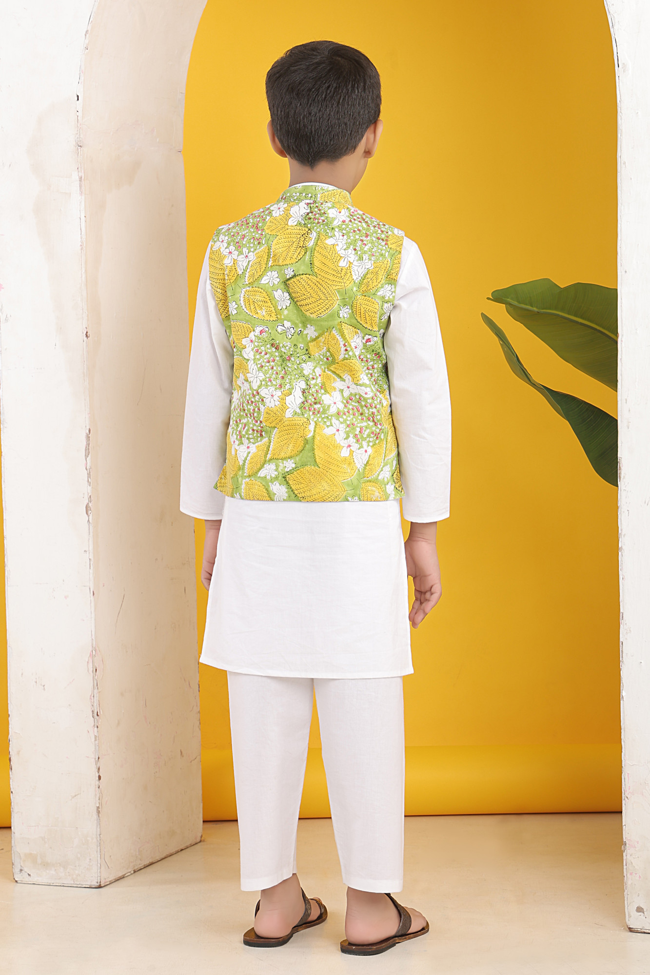 MIst Blossom Jacket with White Kurta Set