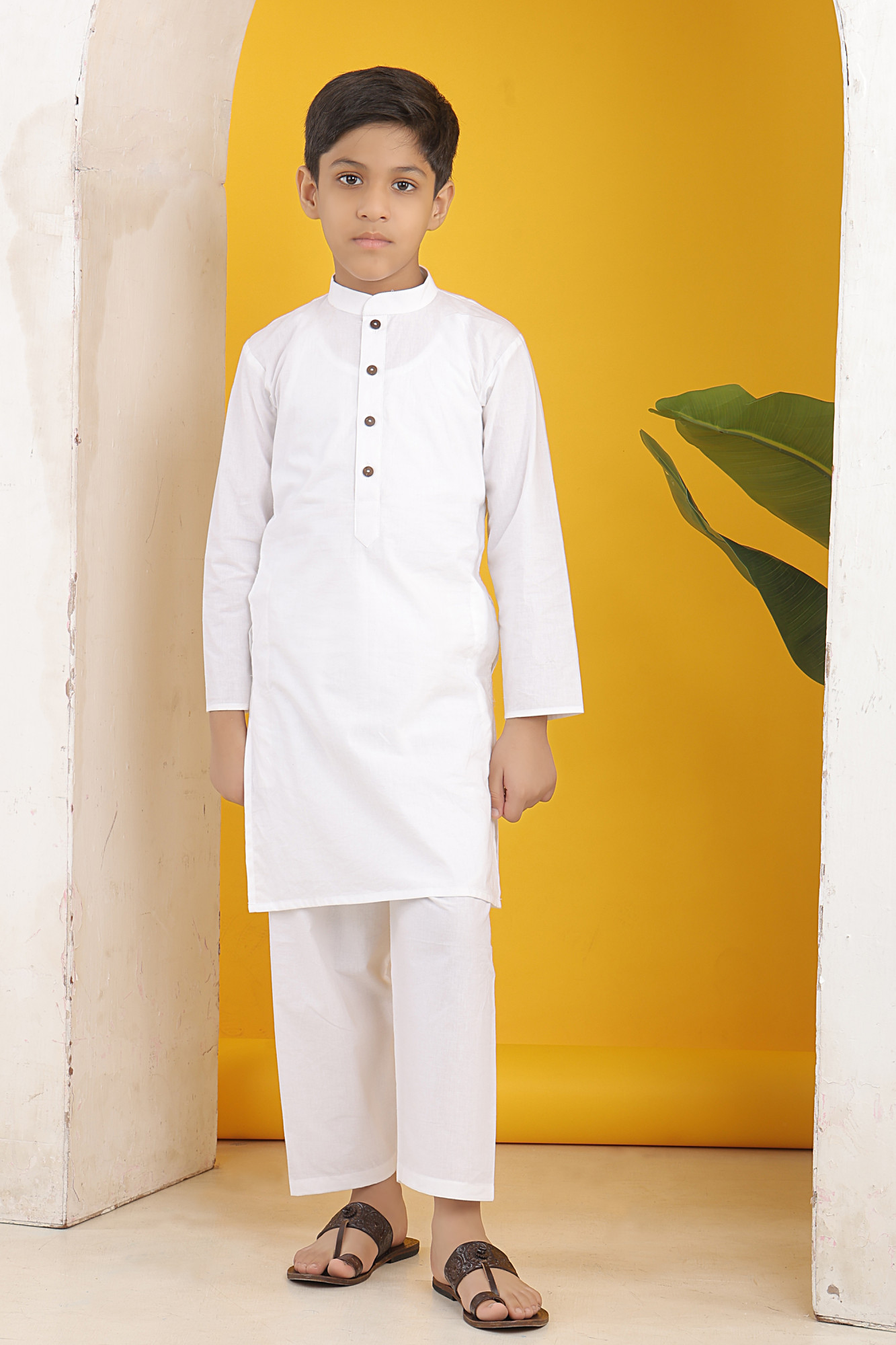 MIst Blossom Jacket with White Kurta Set