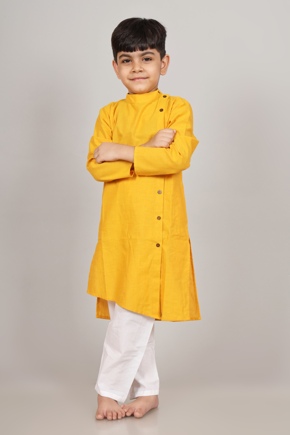 YELLOW ASYMMETRIC KURTA SET