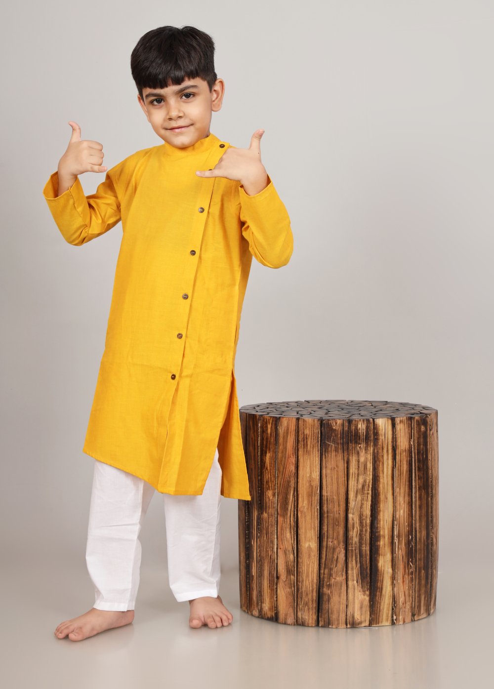 YELLOW ASYMMETRIC KURTA SET