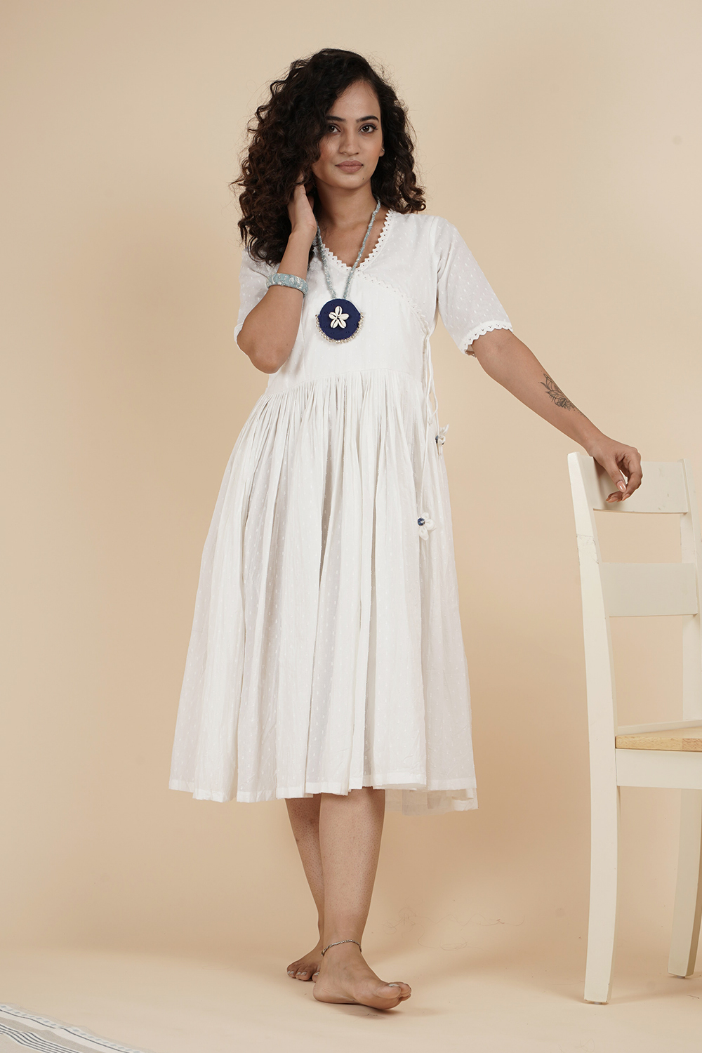 IVORY ANGRAKHA DRESS