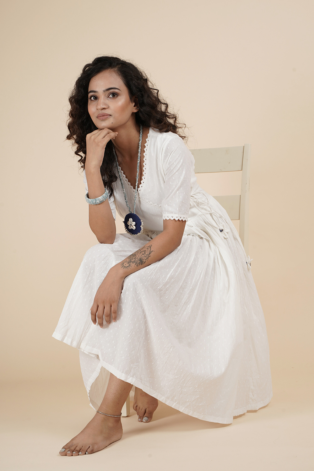 IVORY ANGRAKHA DRESS