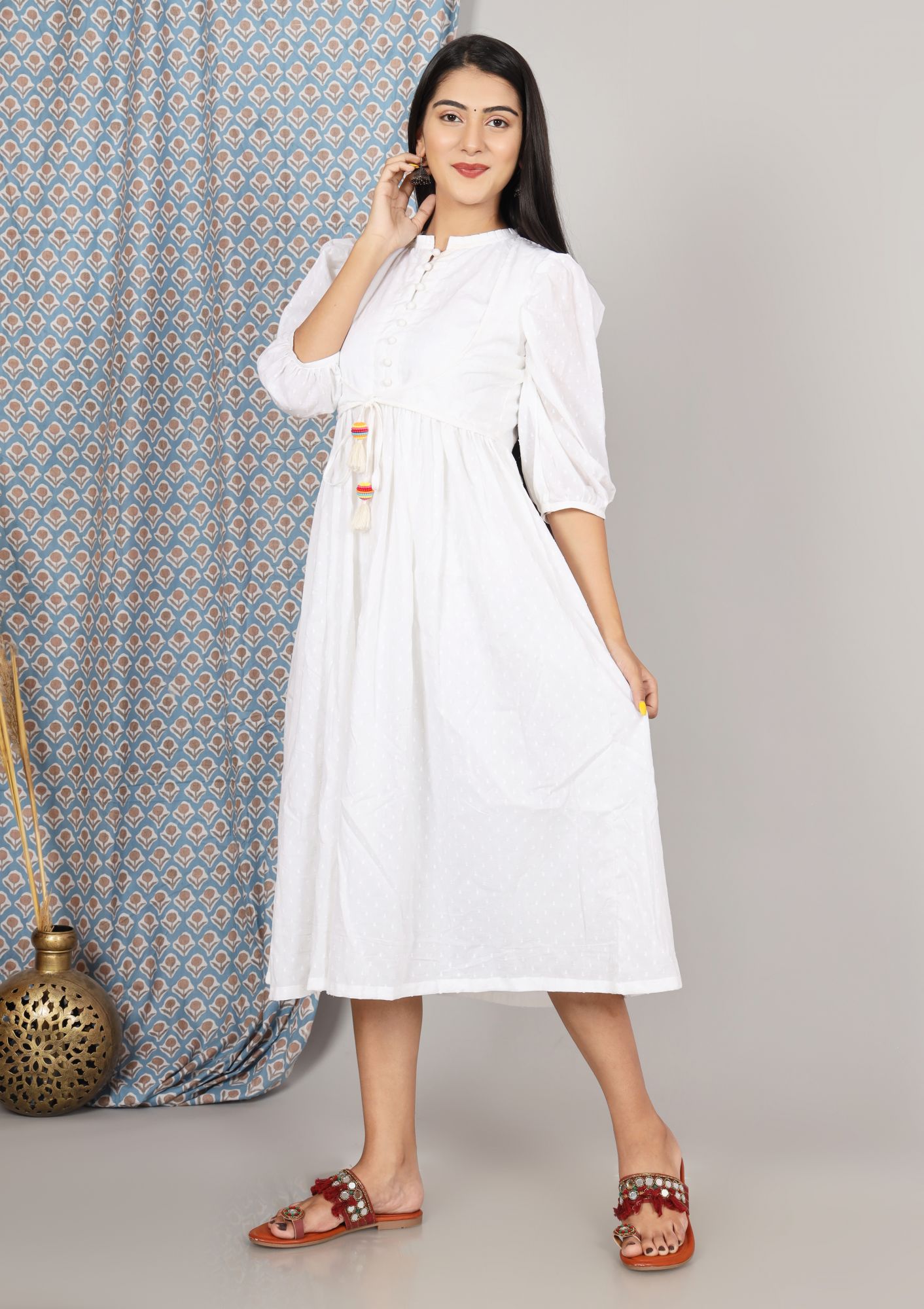 WHITE TIE-UP DRESS