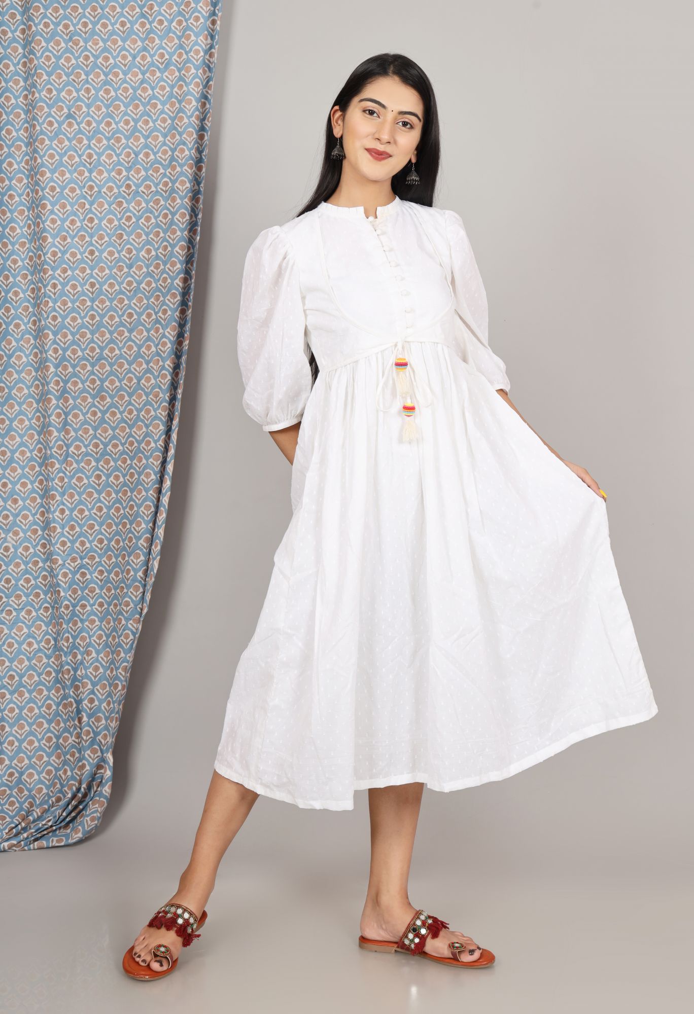 WHITE TIE-UP DRESS