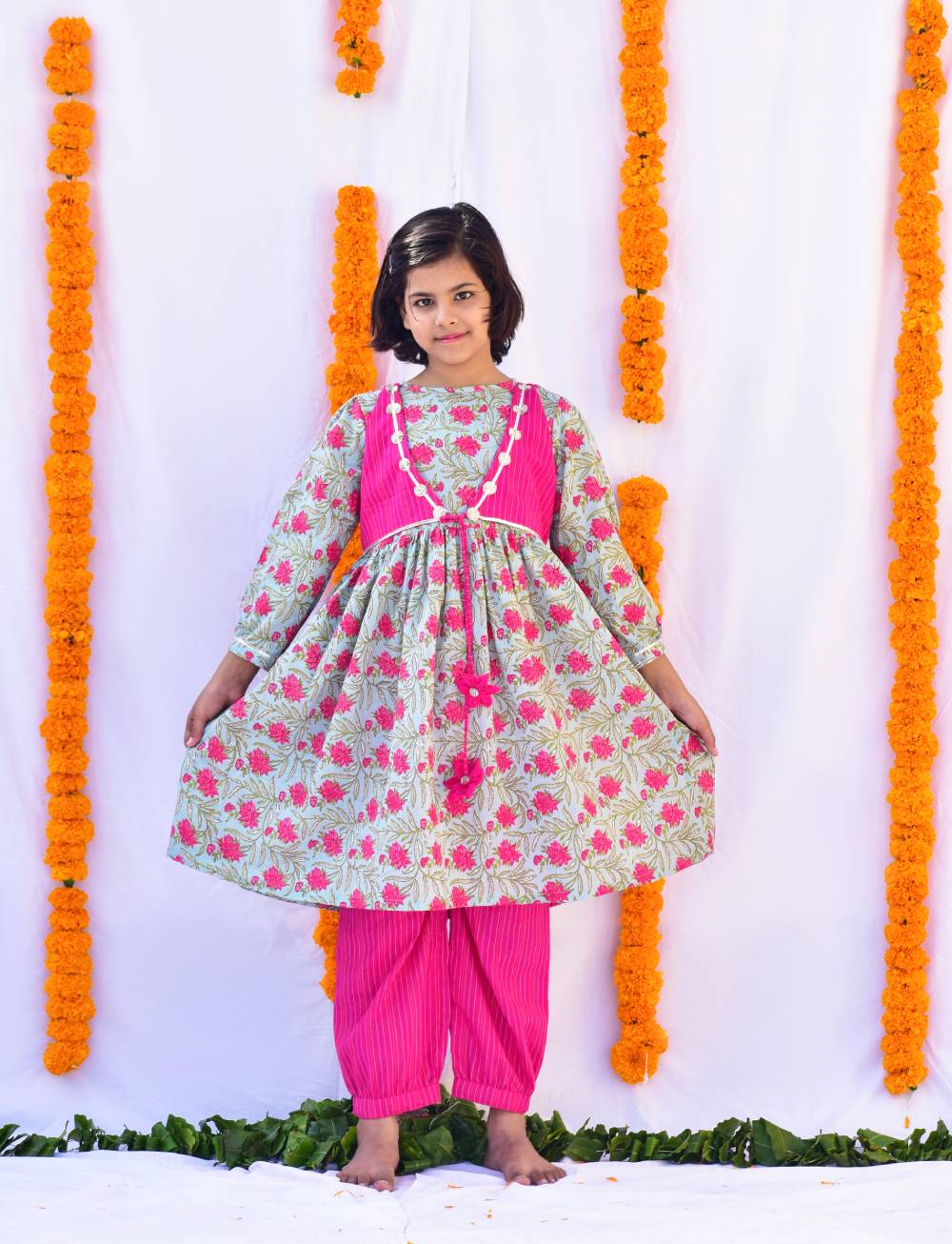 Gulab Layered gota Set