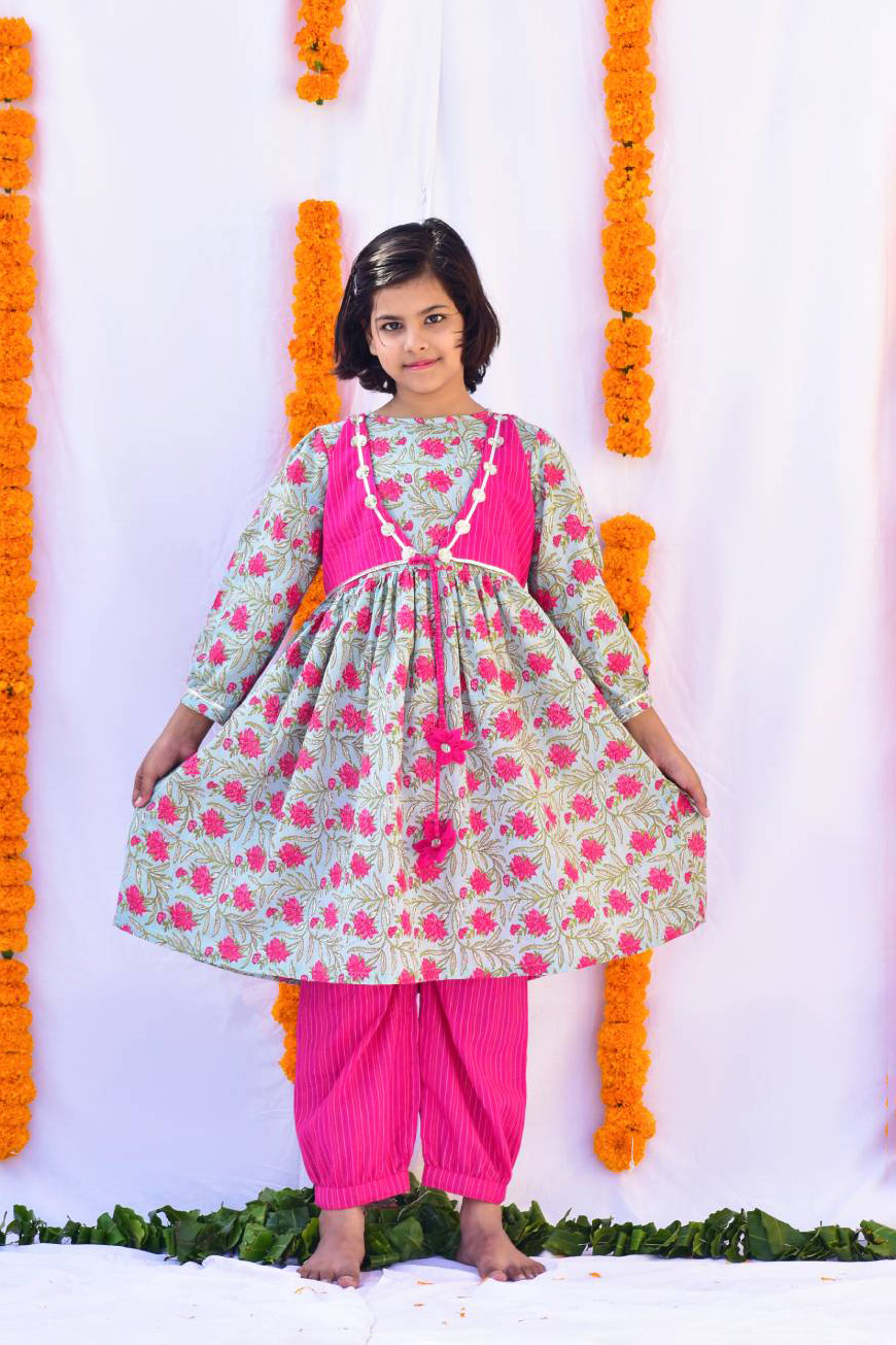 Gulab Layered gota Set