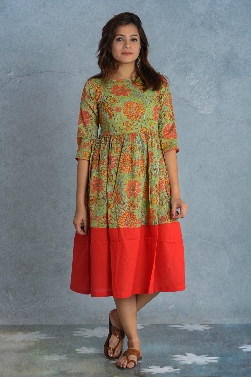 GREEN FLORA DRESS