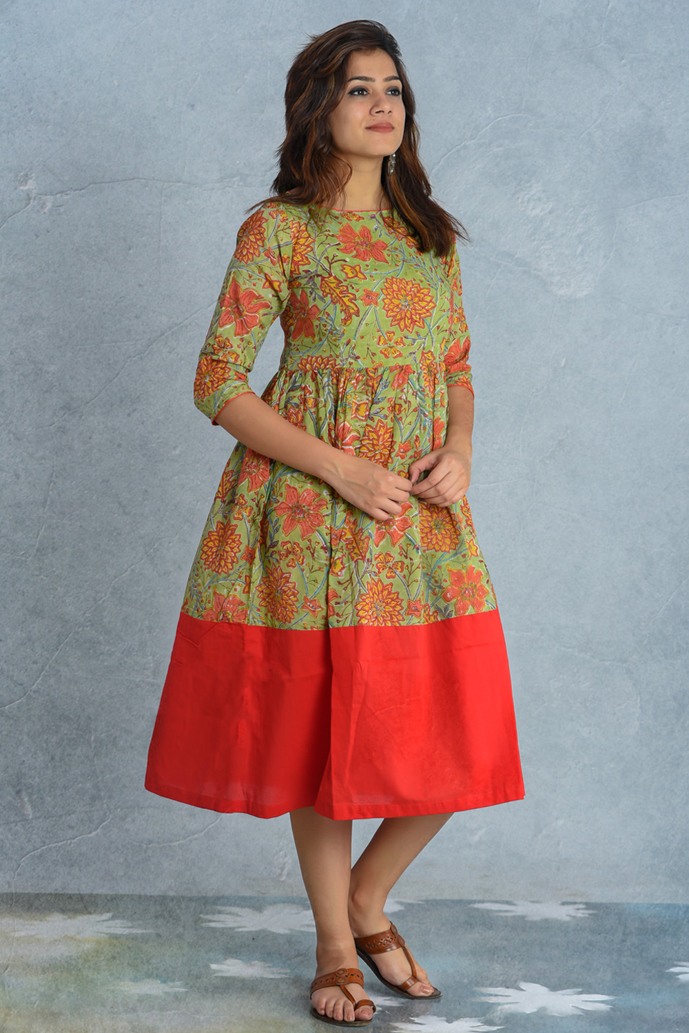 GREEN FLORA DRESS