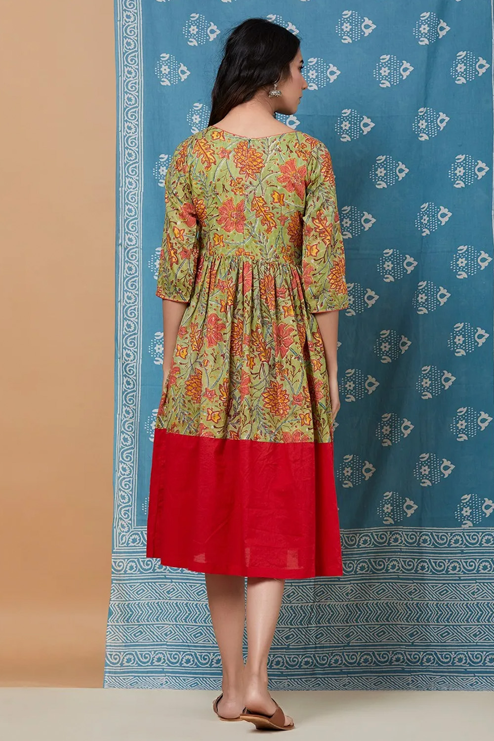 GREEN FLORA DRESS