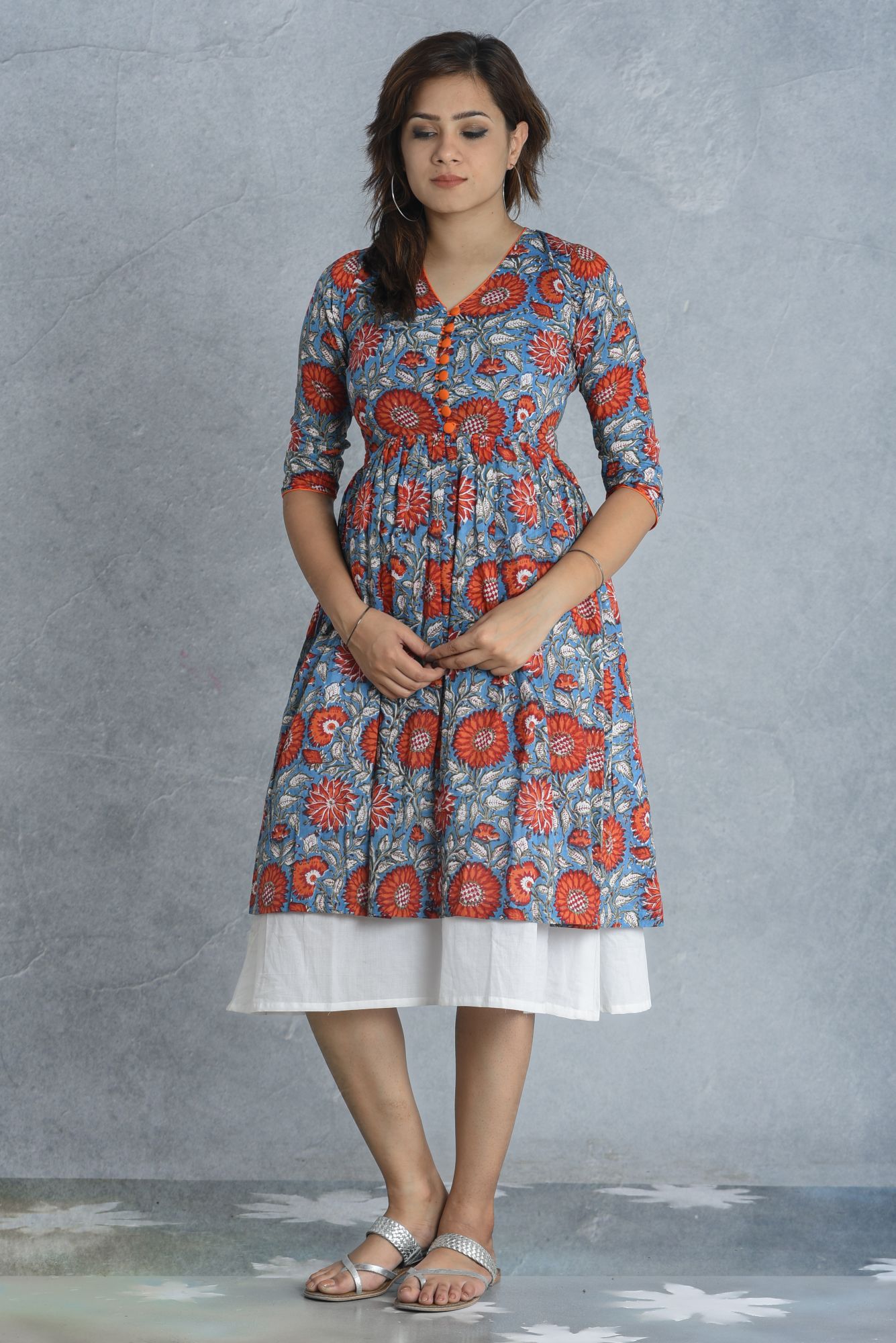 TEAL FLORA DRESS