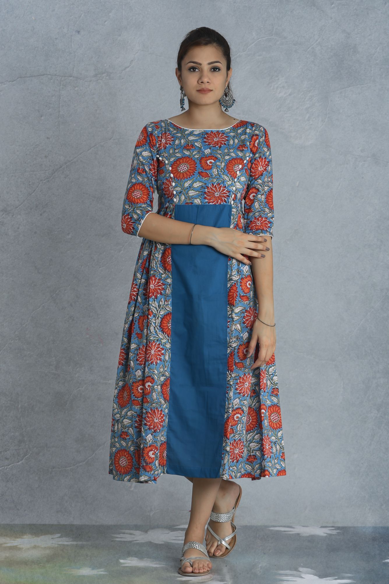 BLOCK TEAL DRESS