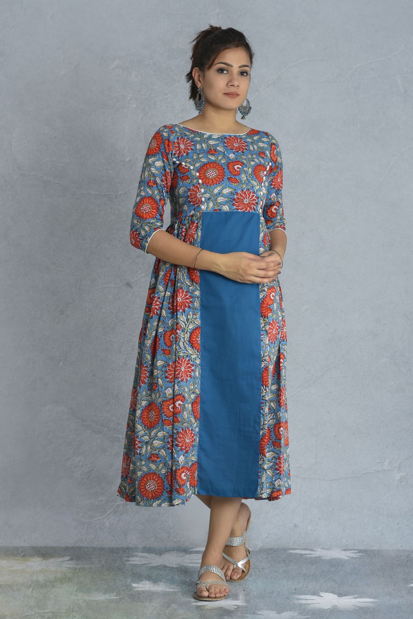 BLOCK TEAL DRESS
