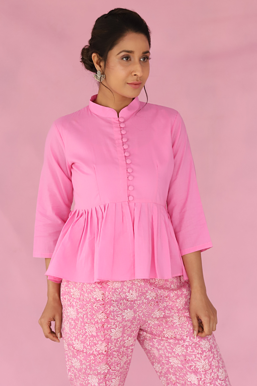 PINK PEPLUM TOP